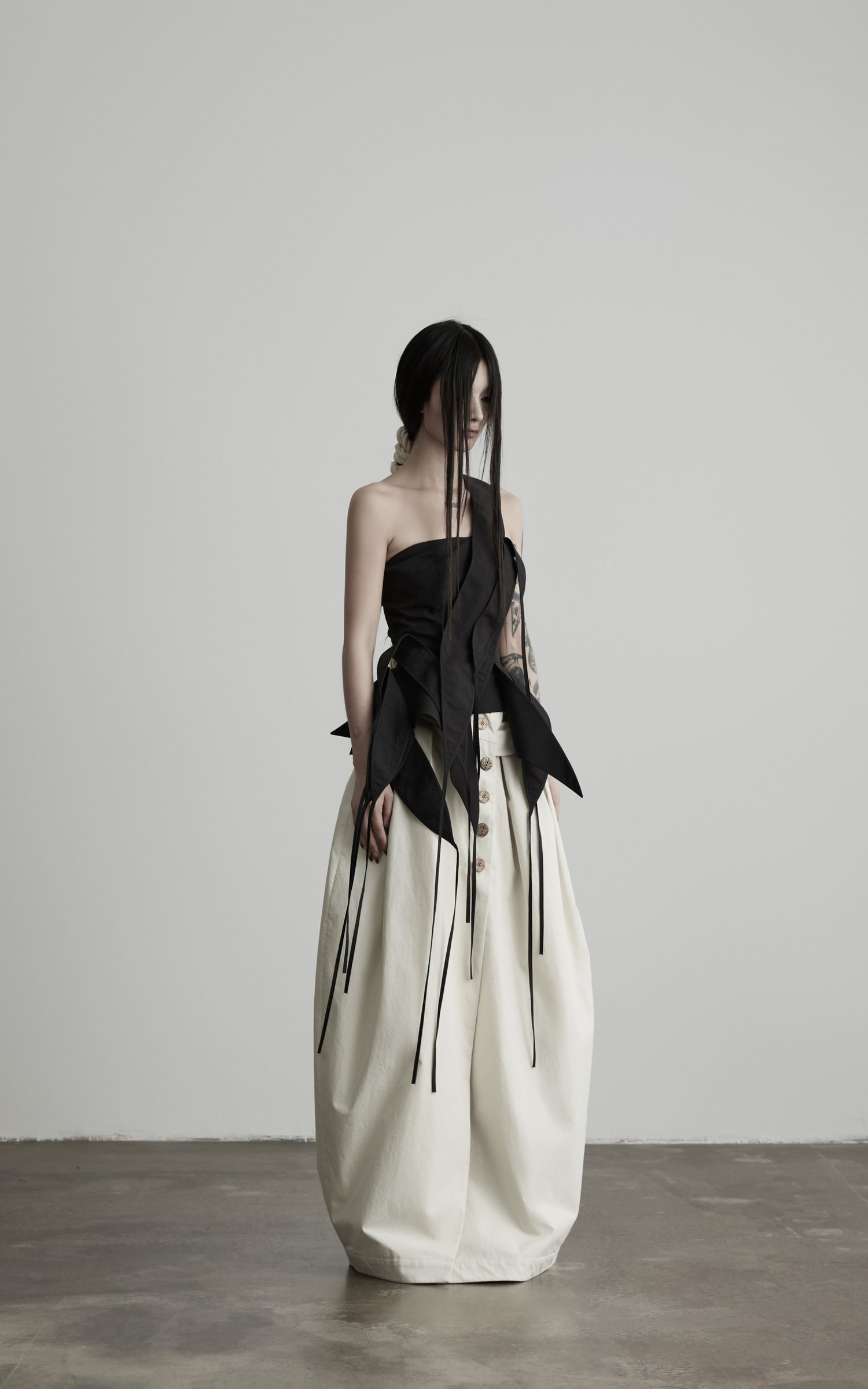 DOINDULGE One-Shoulder Asymmetric Sculptural Corset Top