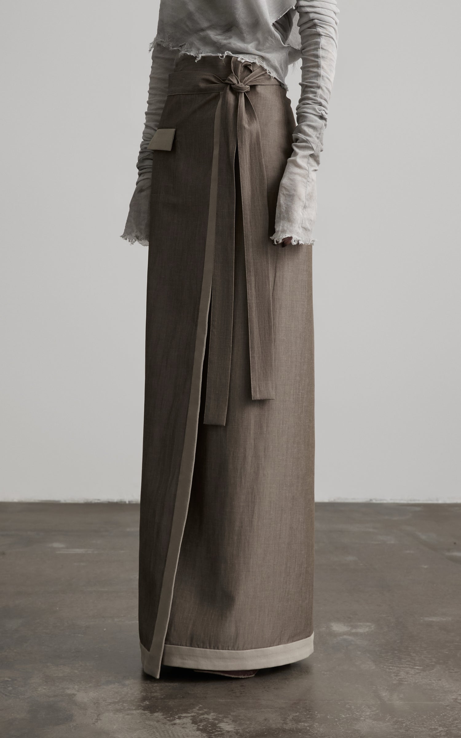 DOINDULGE Wrap Tie-Waist Front Slit Maxi Skirt