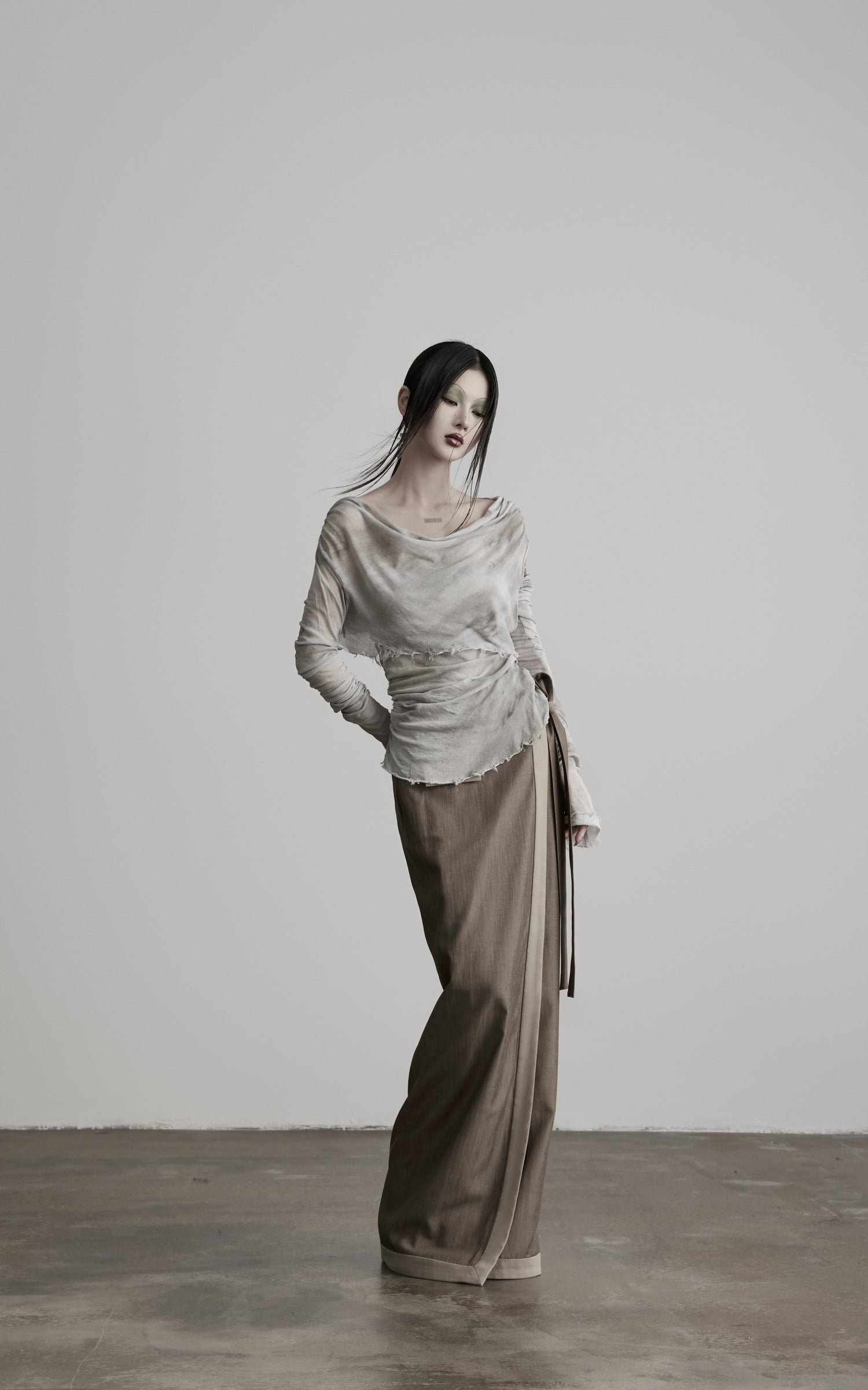 DOINDULGE Wrap Tie-Waist Front Slit Maxi Skirt