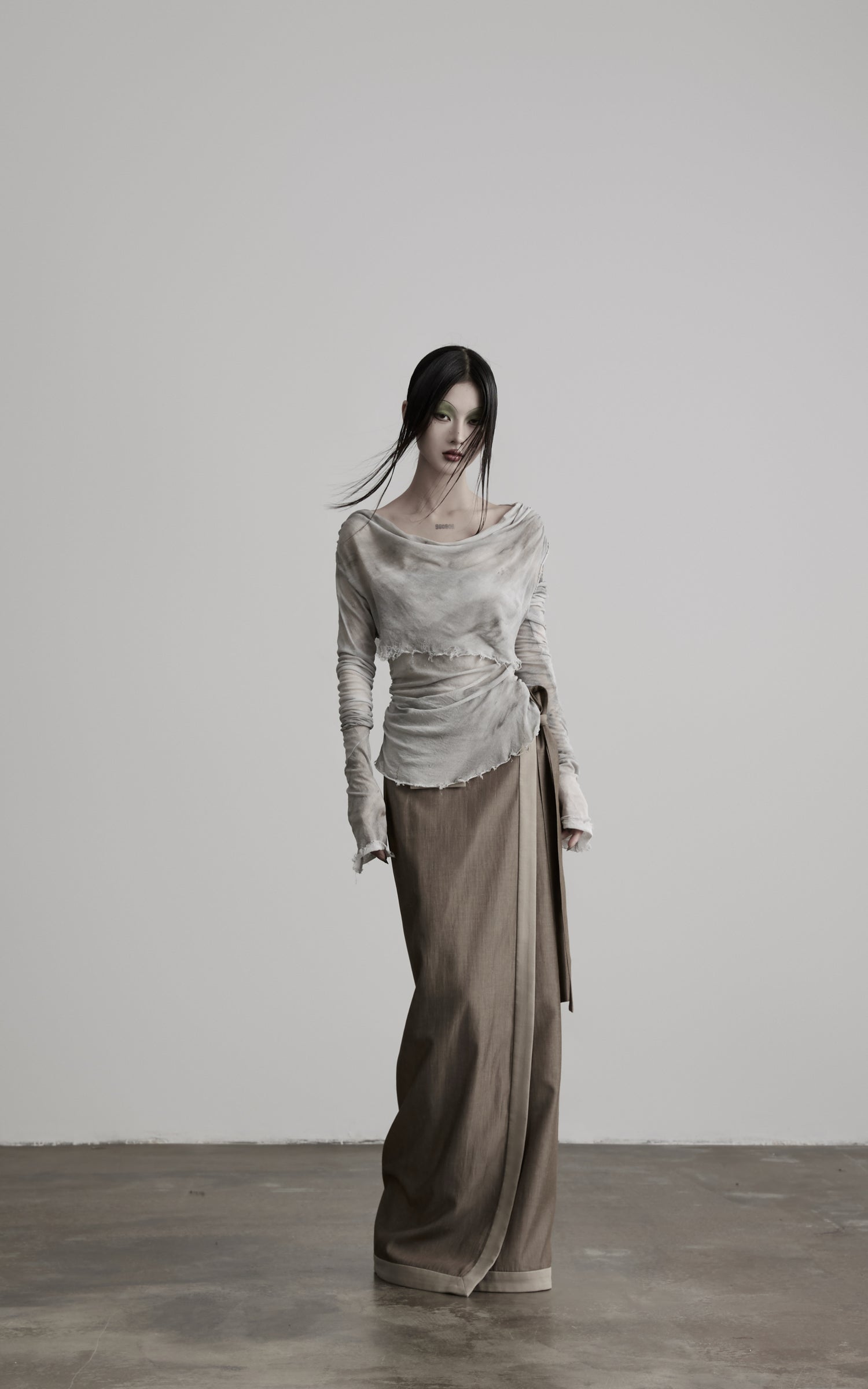 DOINDULGE Wrap Tie-Waist Front Slit Maxi Skirt
