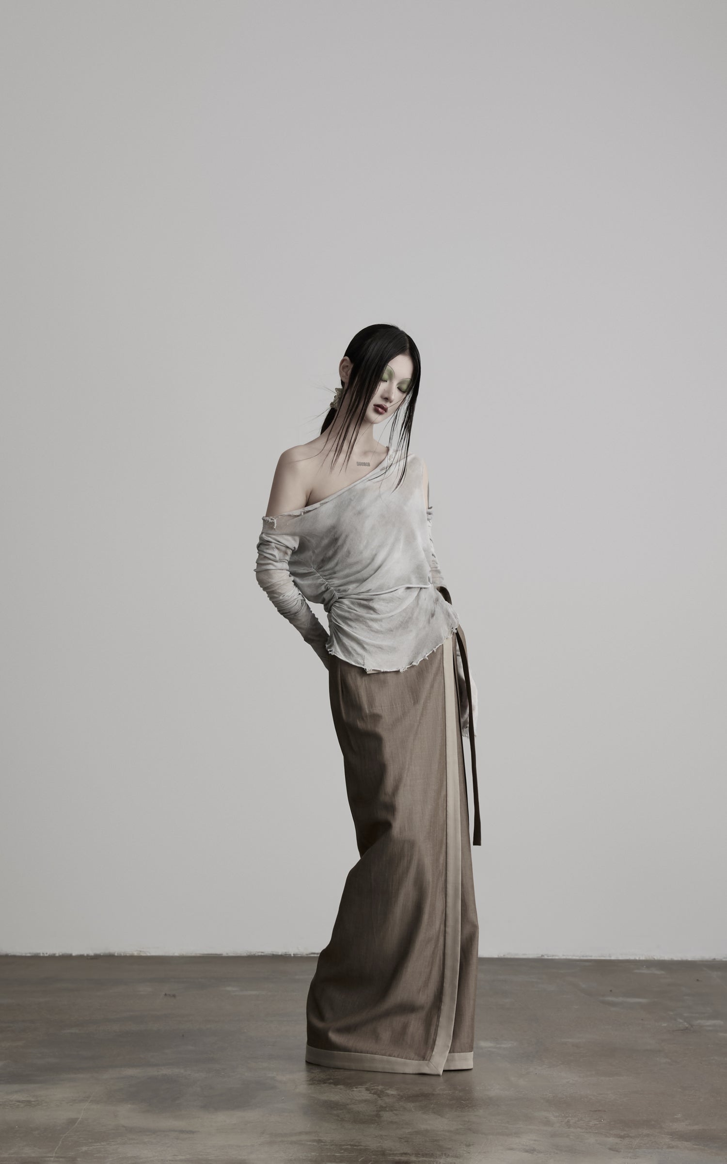 DOINDULGE Wrap Tie-Waist Front Slit Maxi Skirt