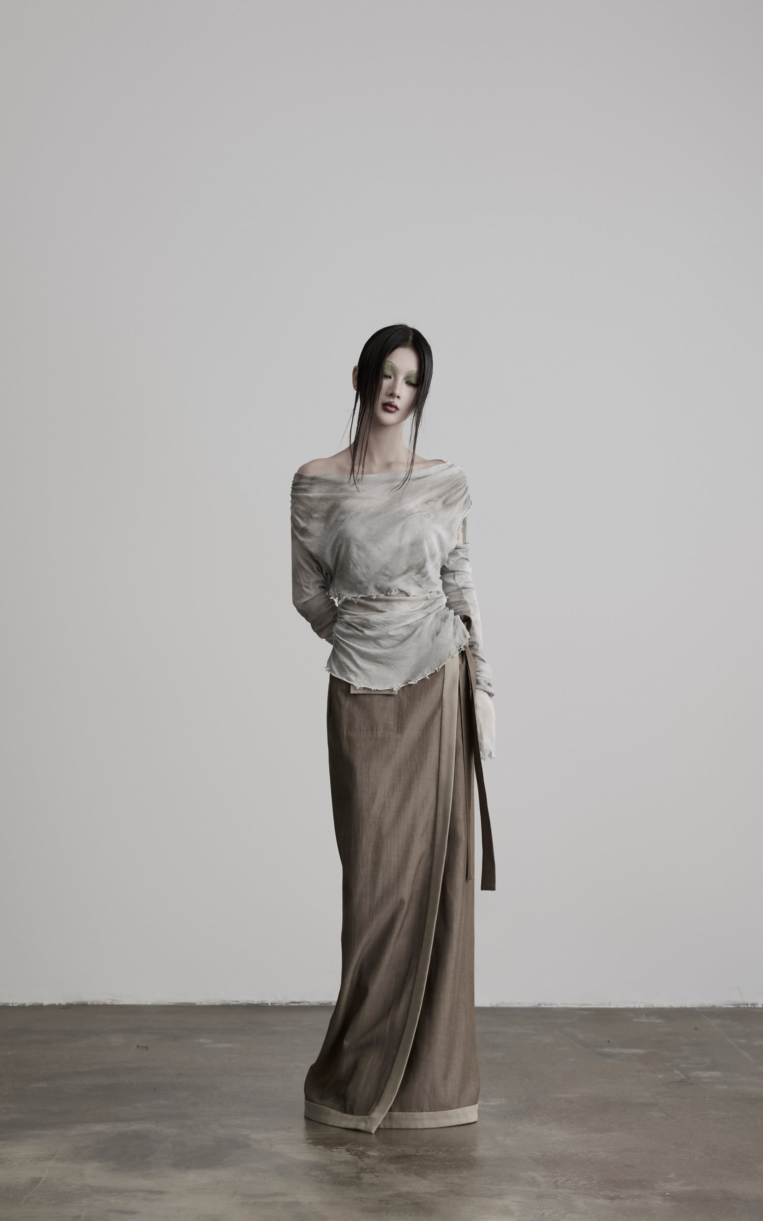 DOINDULGE Wrap Tie-Waist Front Slit Maxi Skirt