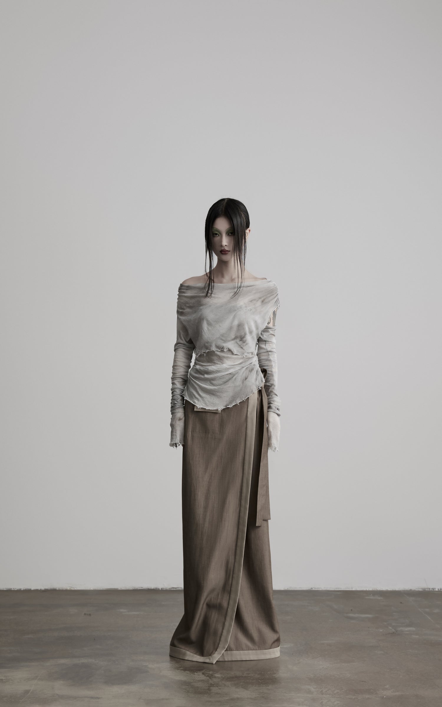 DOINDULGE Wrap Tie-Waist Front Slit Maxi Skirt