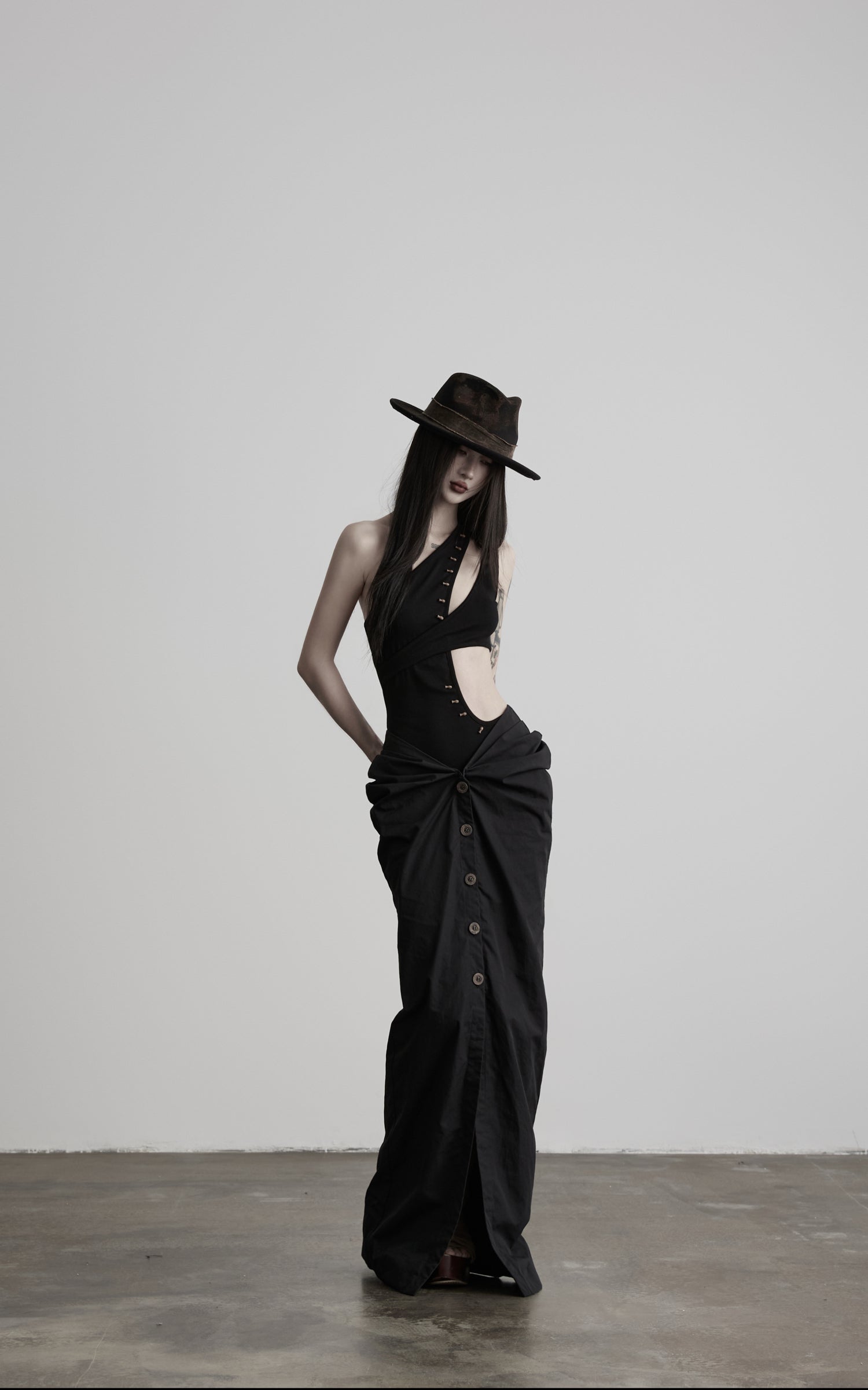 DOINDULGE Asymmetric One-Shoulder Cutout Knit Bodysuit