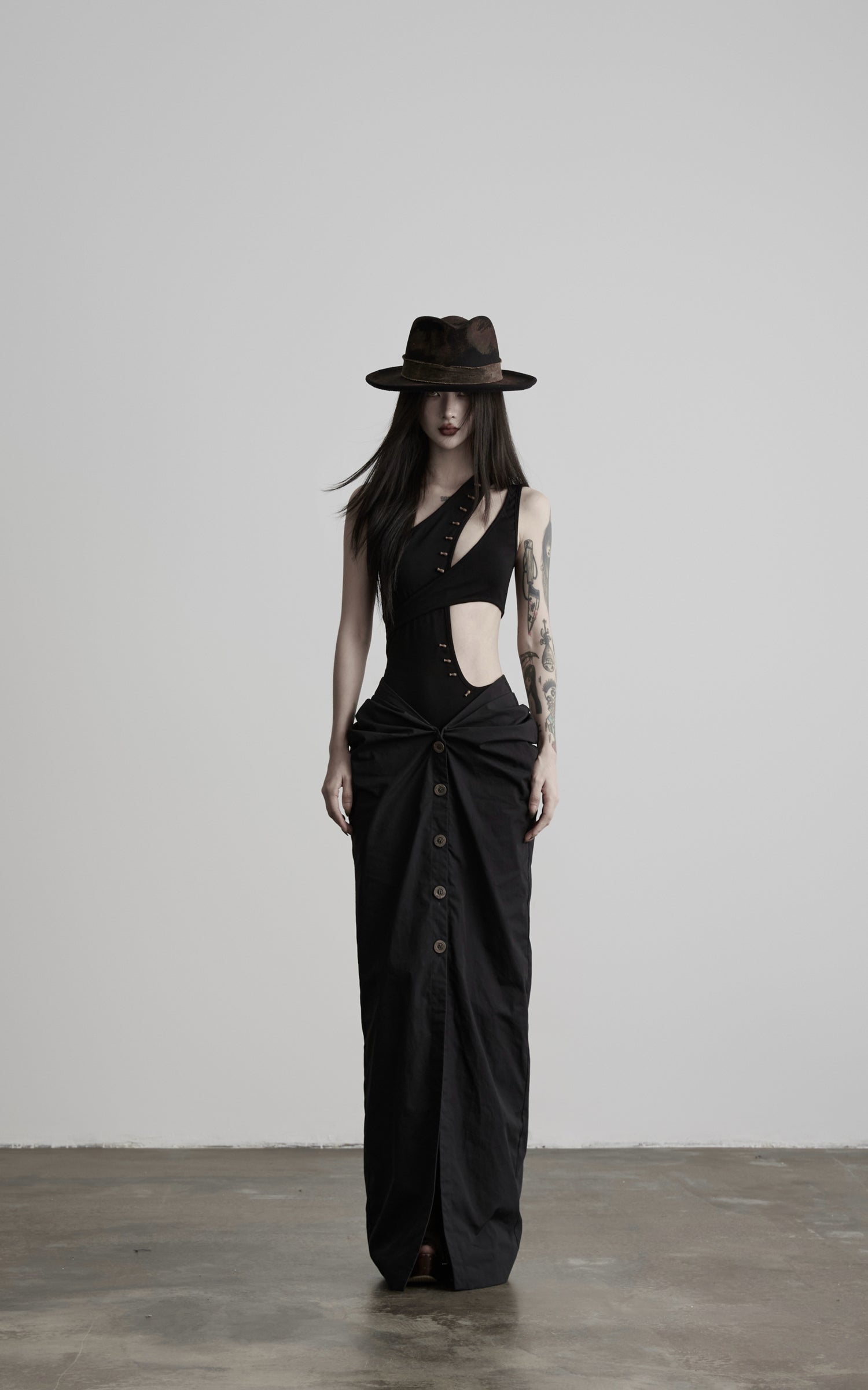 DOINDULGE Asymmetric One-Shoulder Cutout Knit Bodysuit