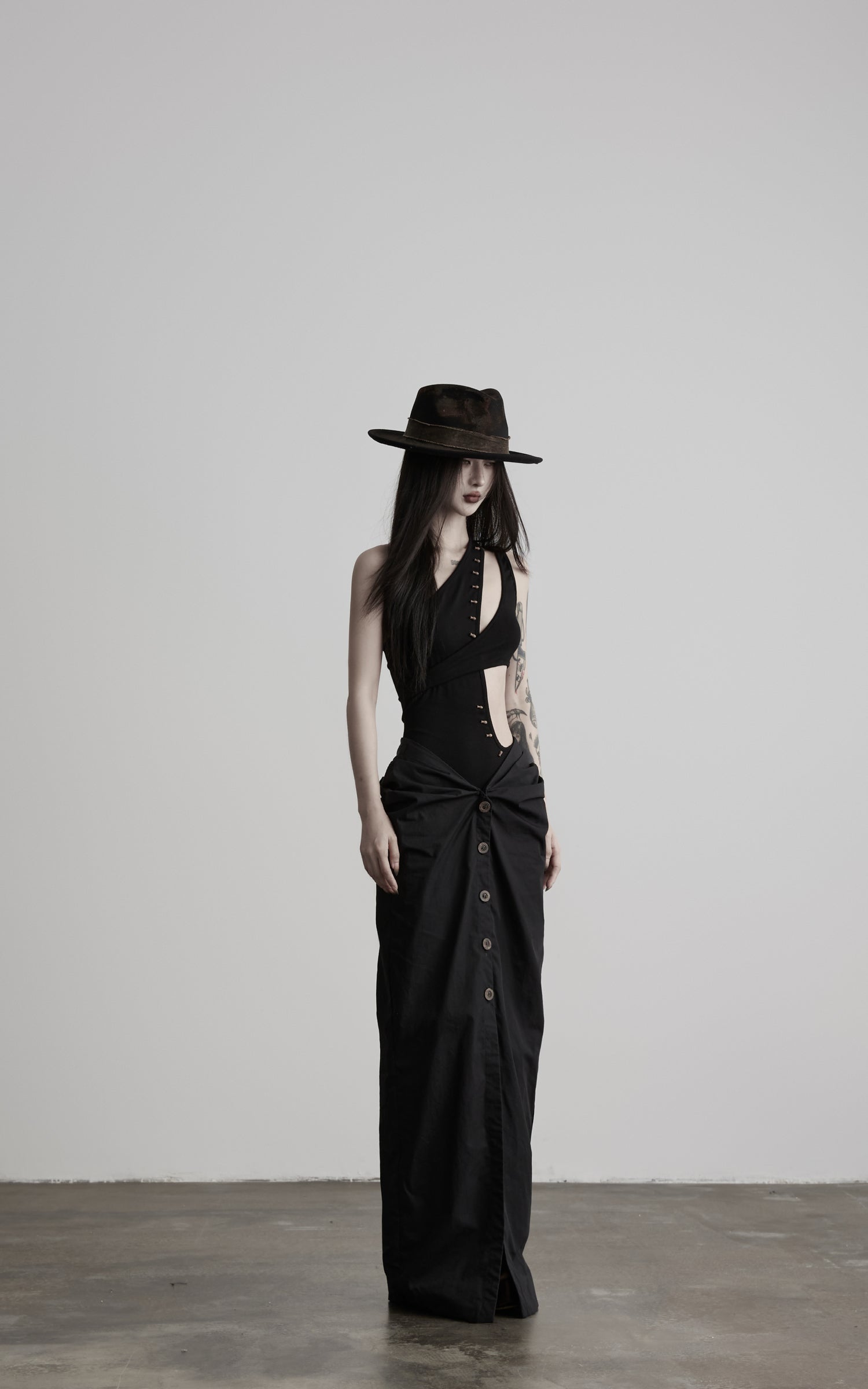 DOINDULGE Asymmetric One-Shoulder Cutout Knit Bodysuit