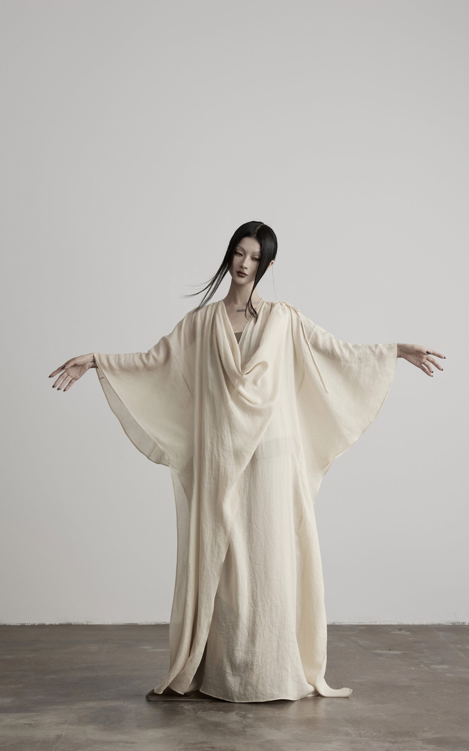 DOINDULGE Cowl Neck Batwing Sleeve Maxi Robe