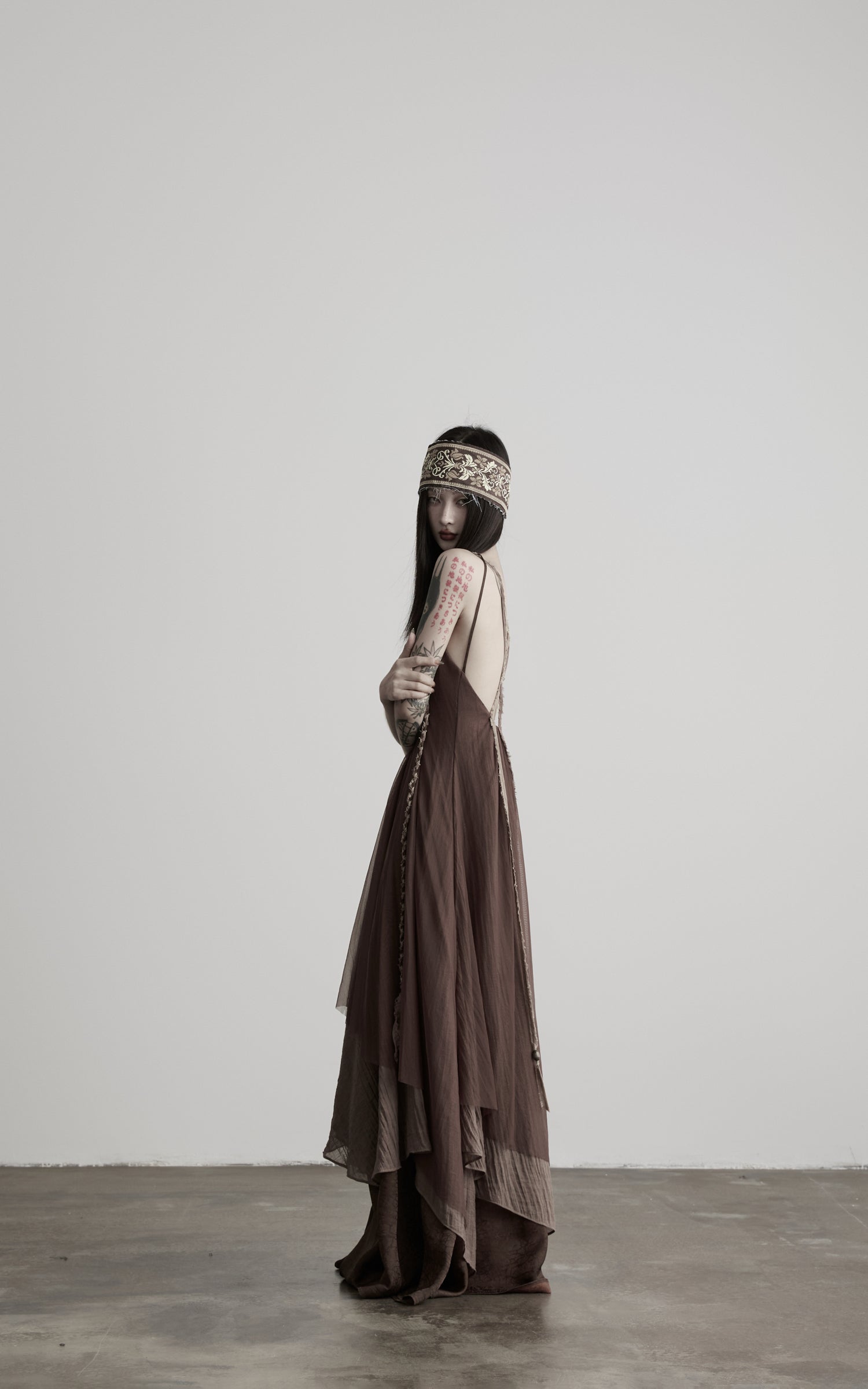 DOINDULGE Braided-Strap Layered Open-Back Maxi Dress