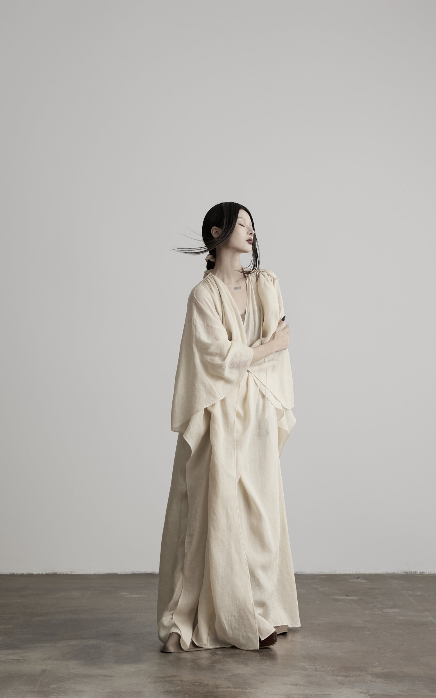 DOINDULGE Cowl Neck Batwing Sleeve Maxi Robe