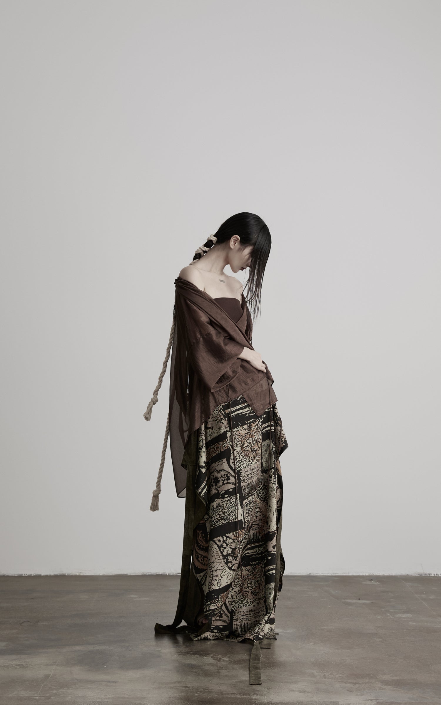DOINDULGE Cowl Neck Sheer Two-Piece Blouse