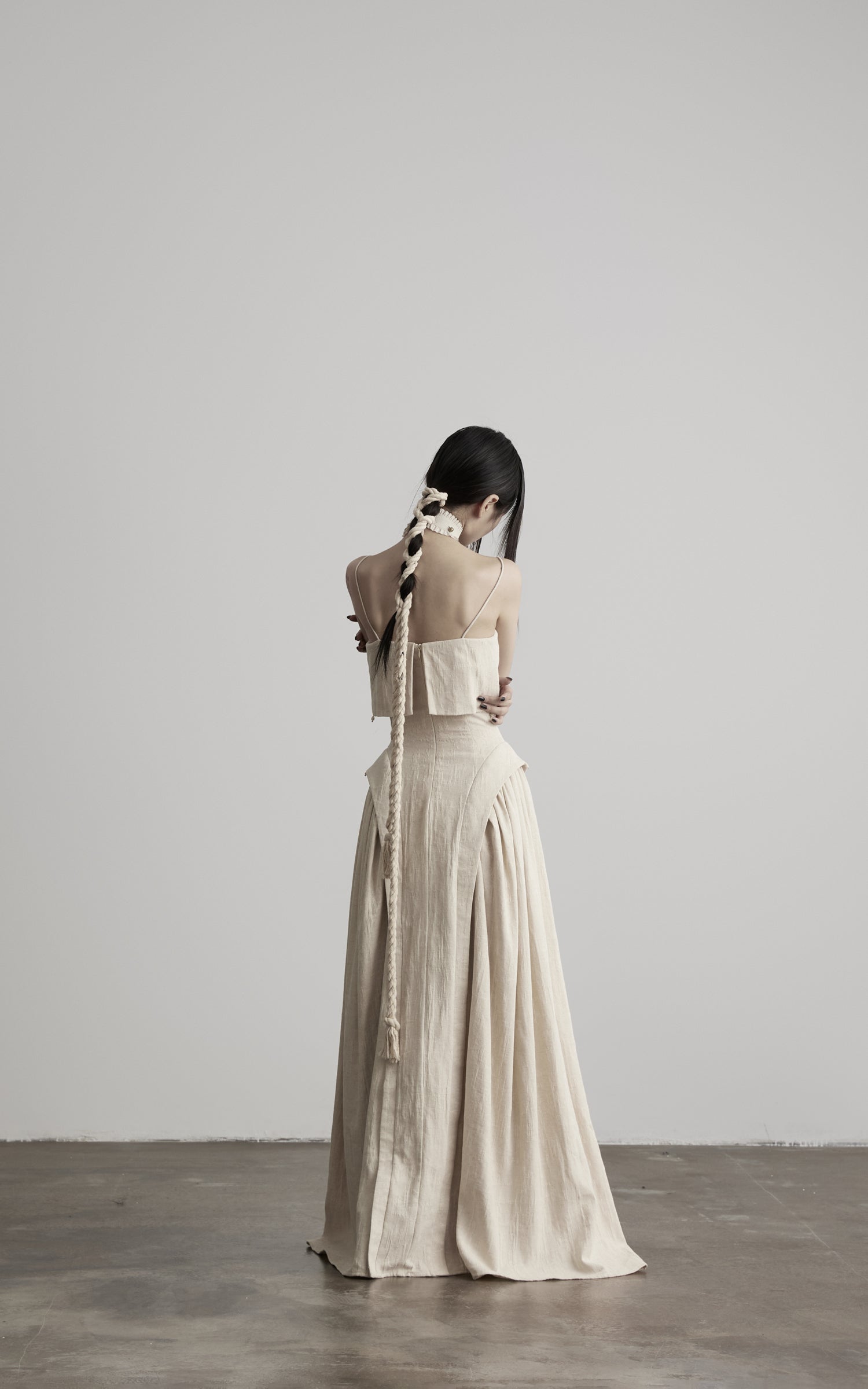 DOINDULGE Faux Two-Piece V-Neck Camisole Maxi Dress