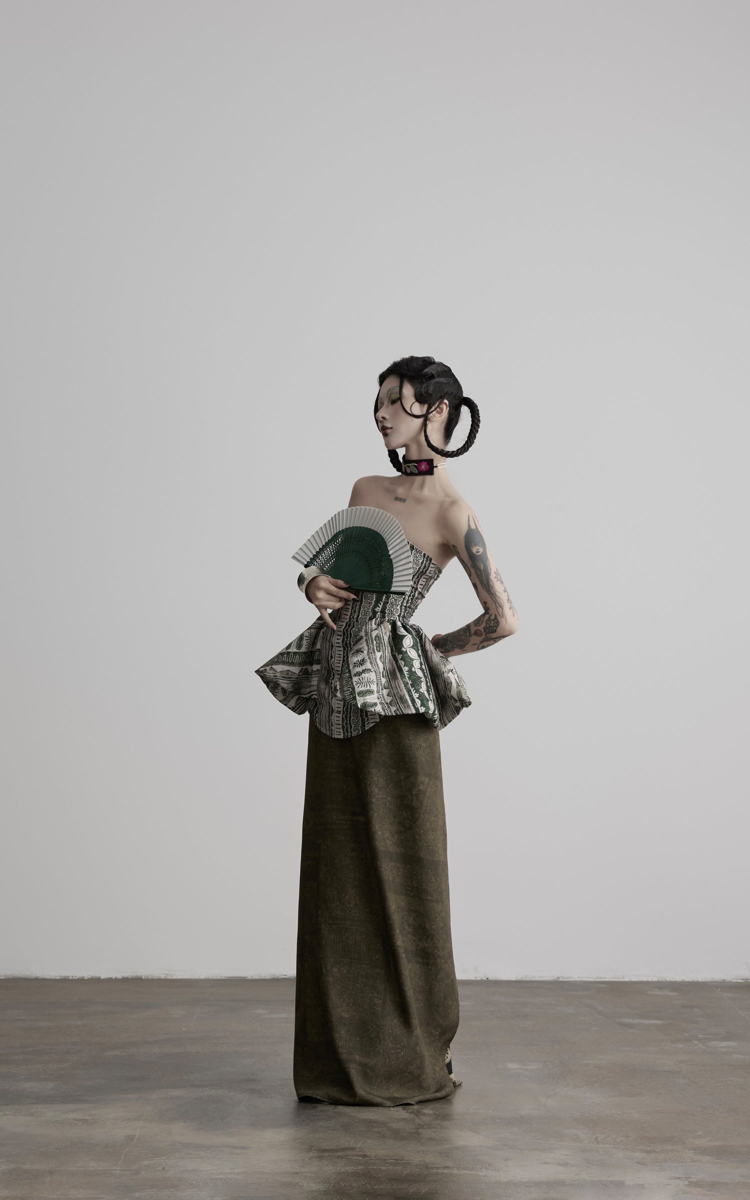 DOINDULGE Printed Corset Peplum Bandeau Top