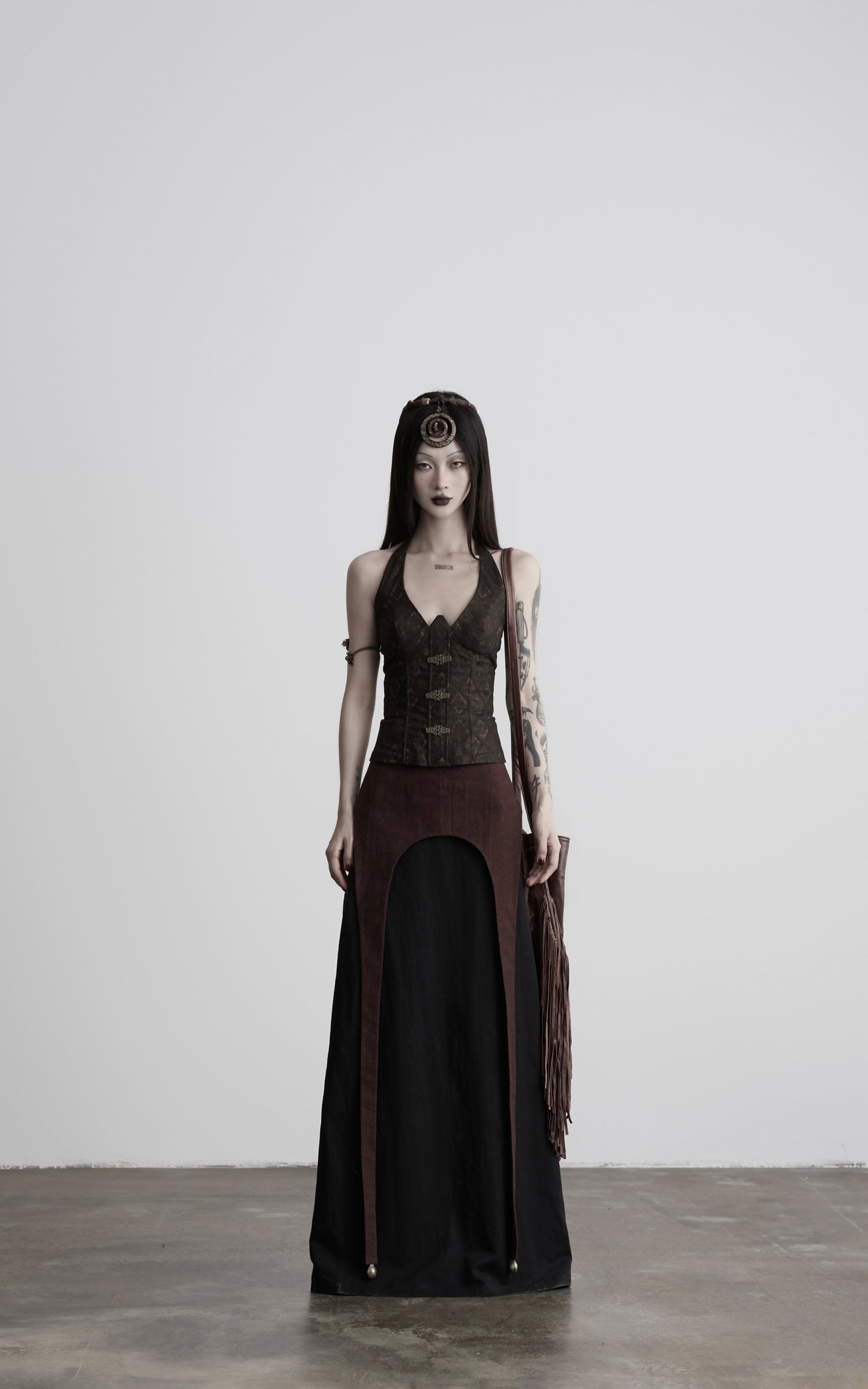 DOINDULGE Tie-Neck Sculpted Bust Halter Top