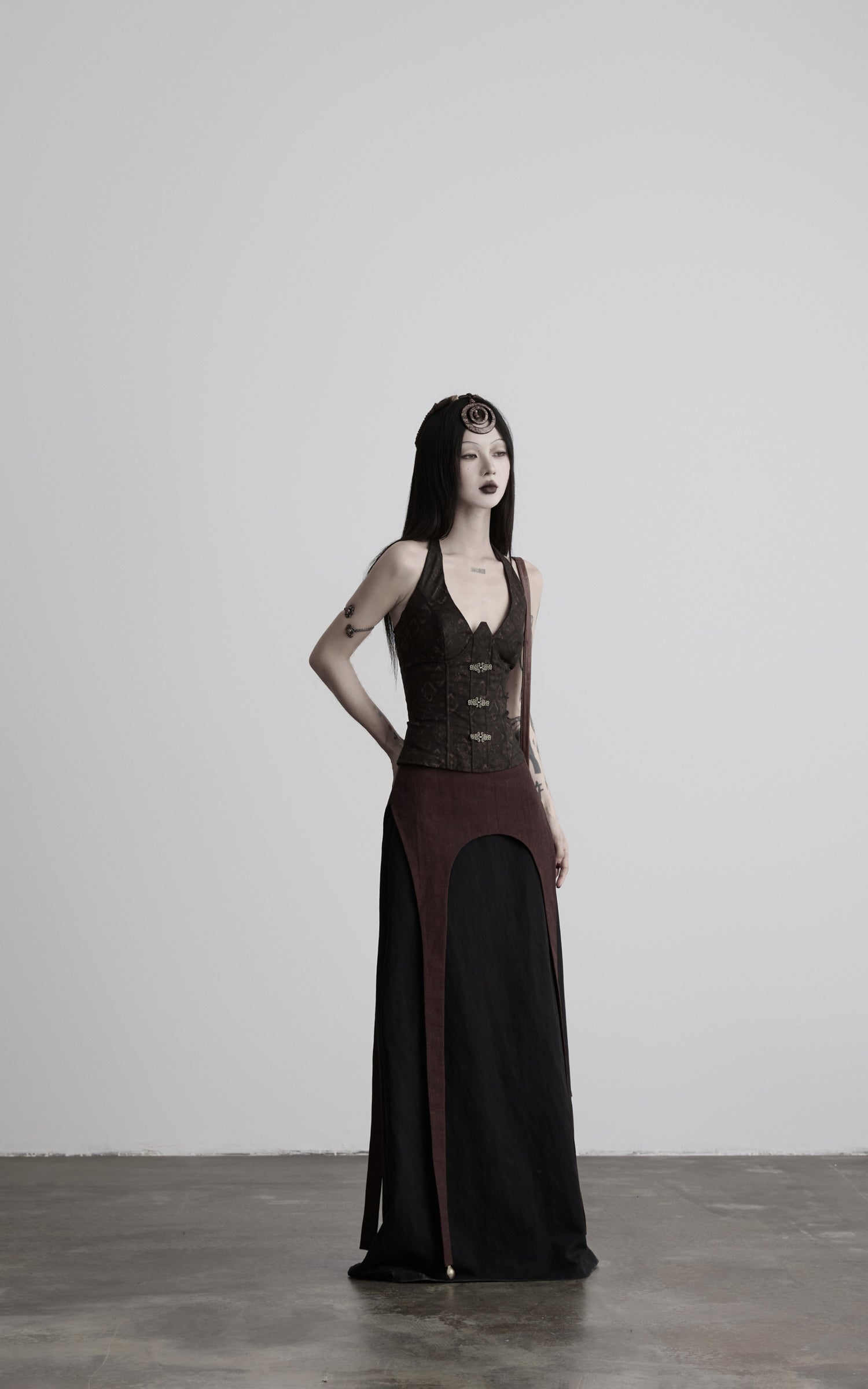 DOINDULGE Tie-Neck Sculpted Bust Halter Top