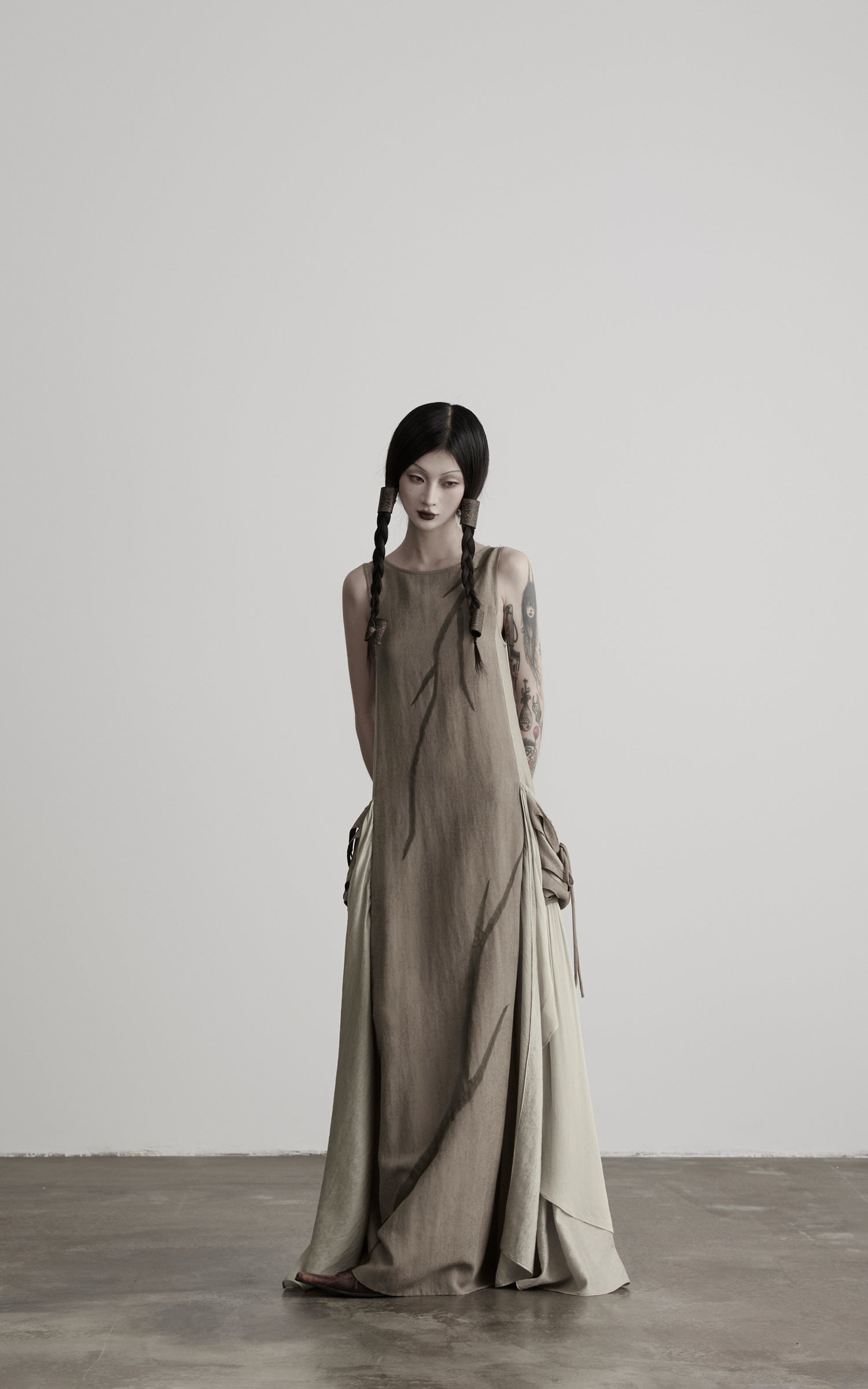 DOINDULGE Draped Pocket Panel Tank Maxi Dress