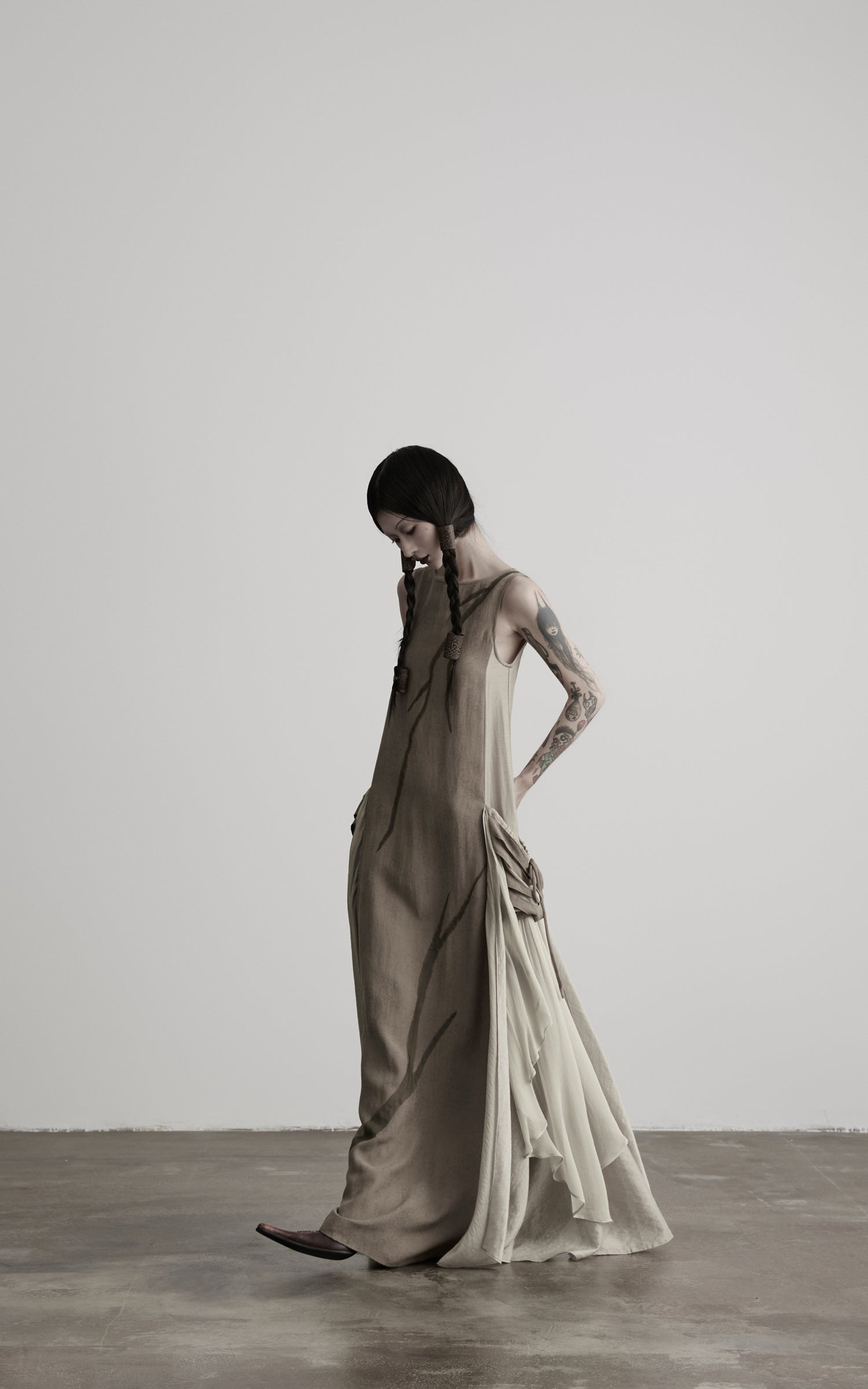 DOINDULGE Draped Pocket Panel Tank Maxi Dress