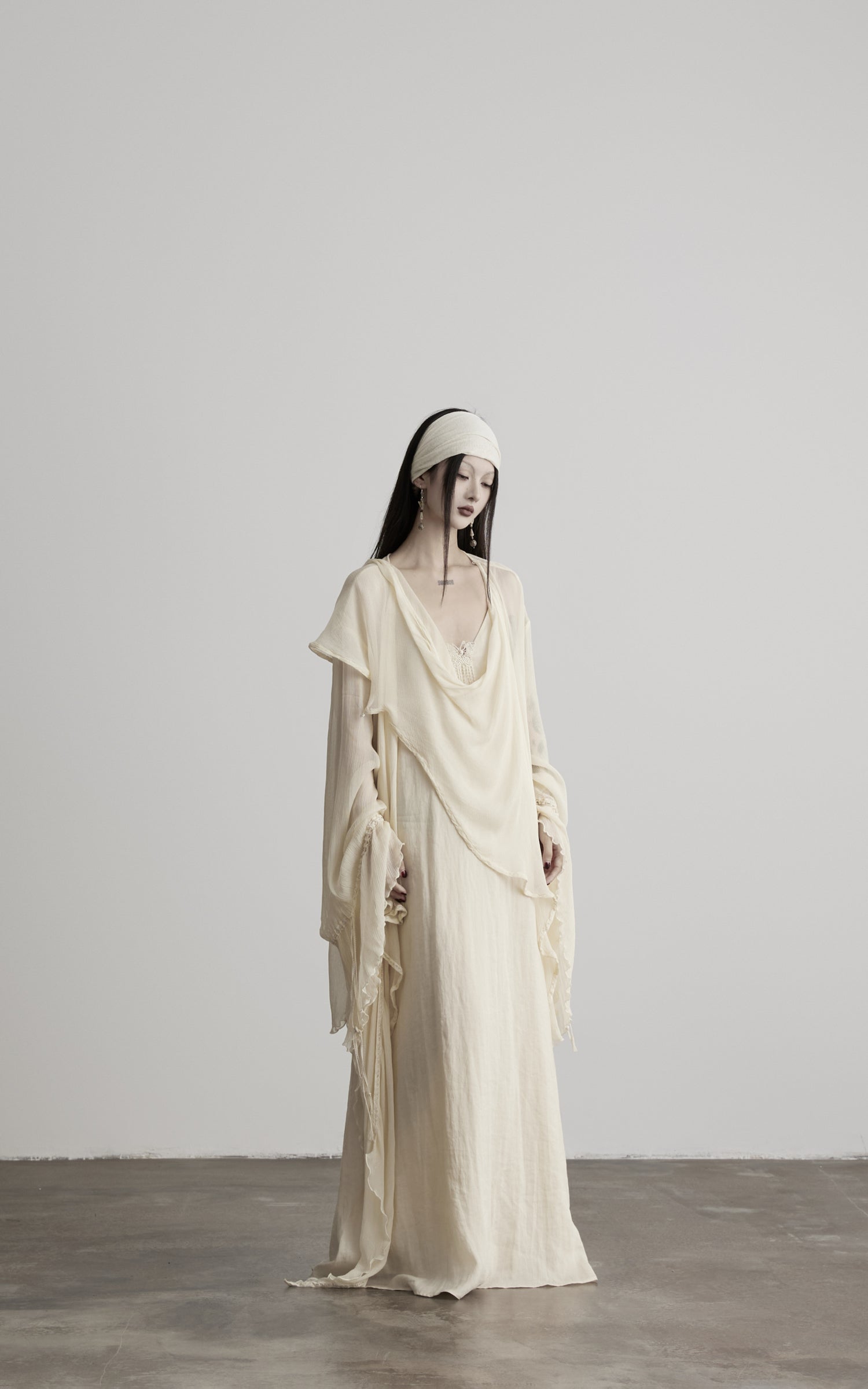 DOINDULGE Sheer Draped Wrap Longline Cardigan