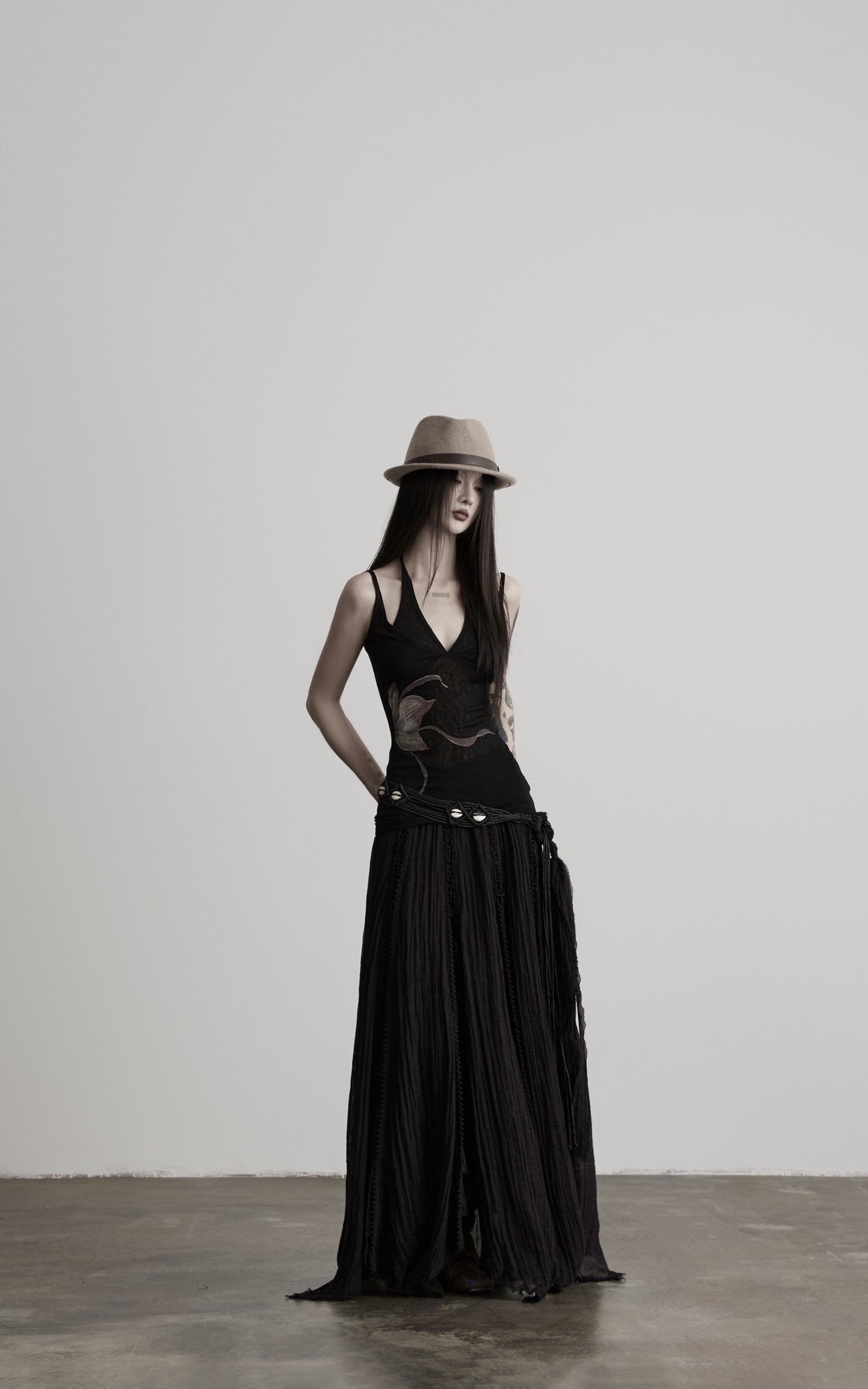 DOINDULGE Faux Layered Halter Strappy Knit Tank Top
