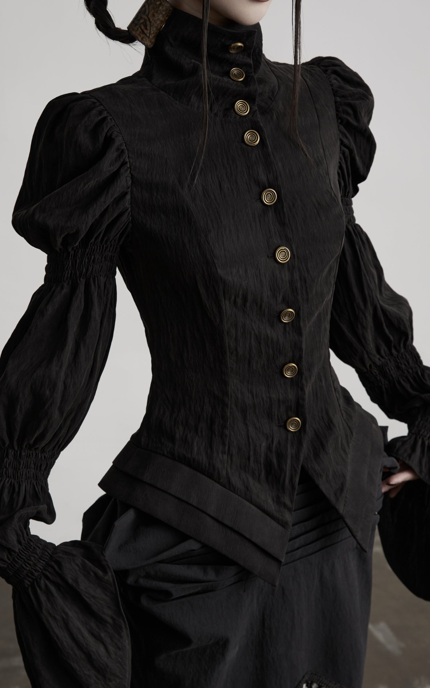 DOINDULGE Victorian High-Neck Puff-Sleeve Blouse