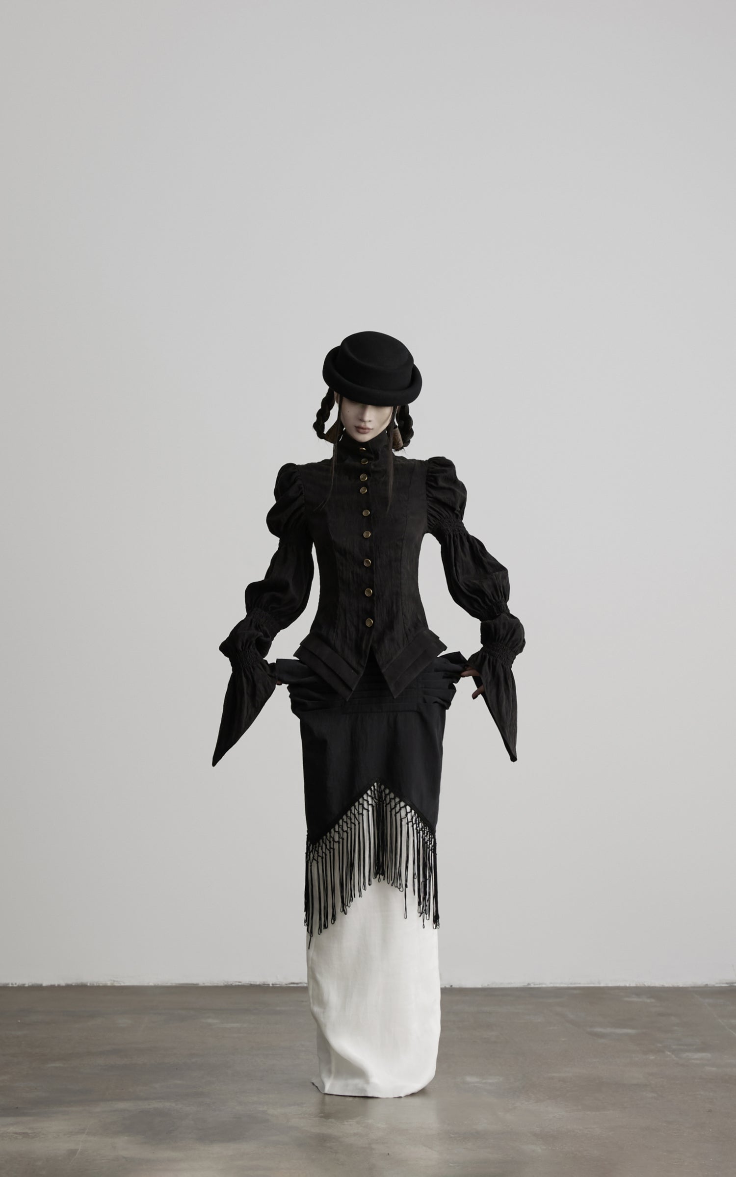 DOINDULGE Victorian High-Neck Puff-Sleeve Blouse