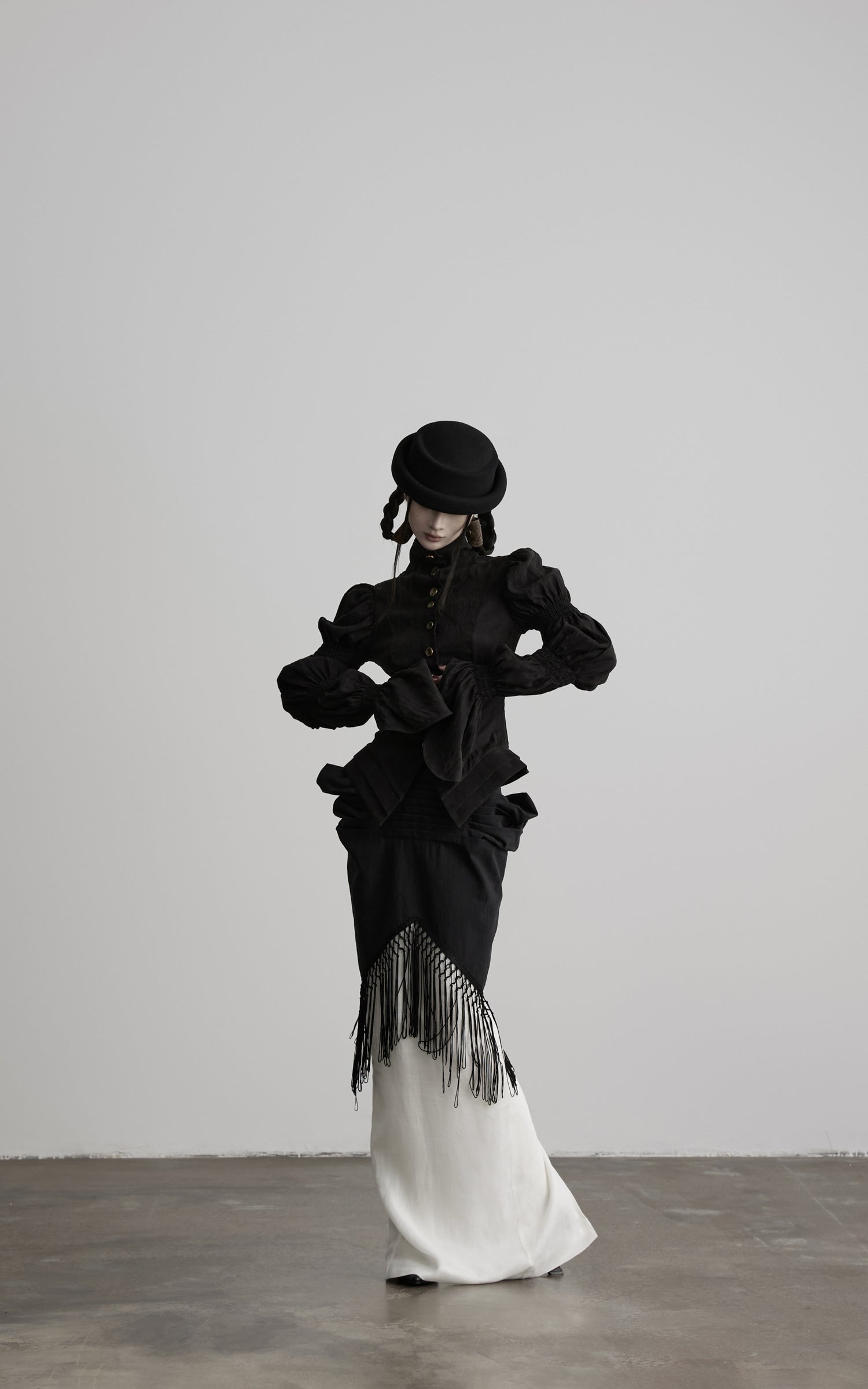 DOINDULGE Victorian High-Neck Puff-Sleeve Blouse