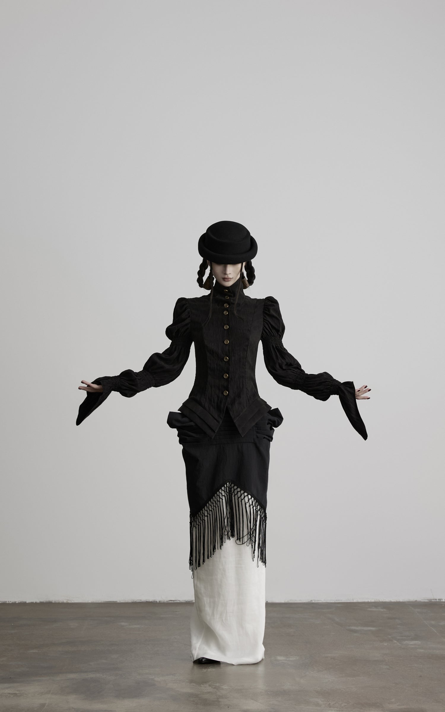 DOINDULGE Victorian High-Neck Puff-Sleeve Blouse