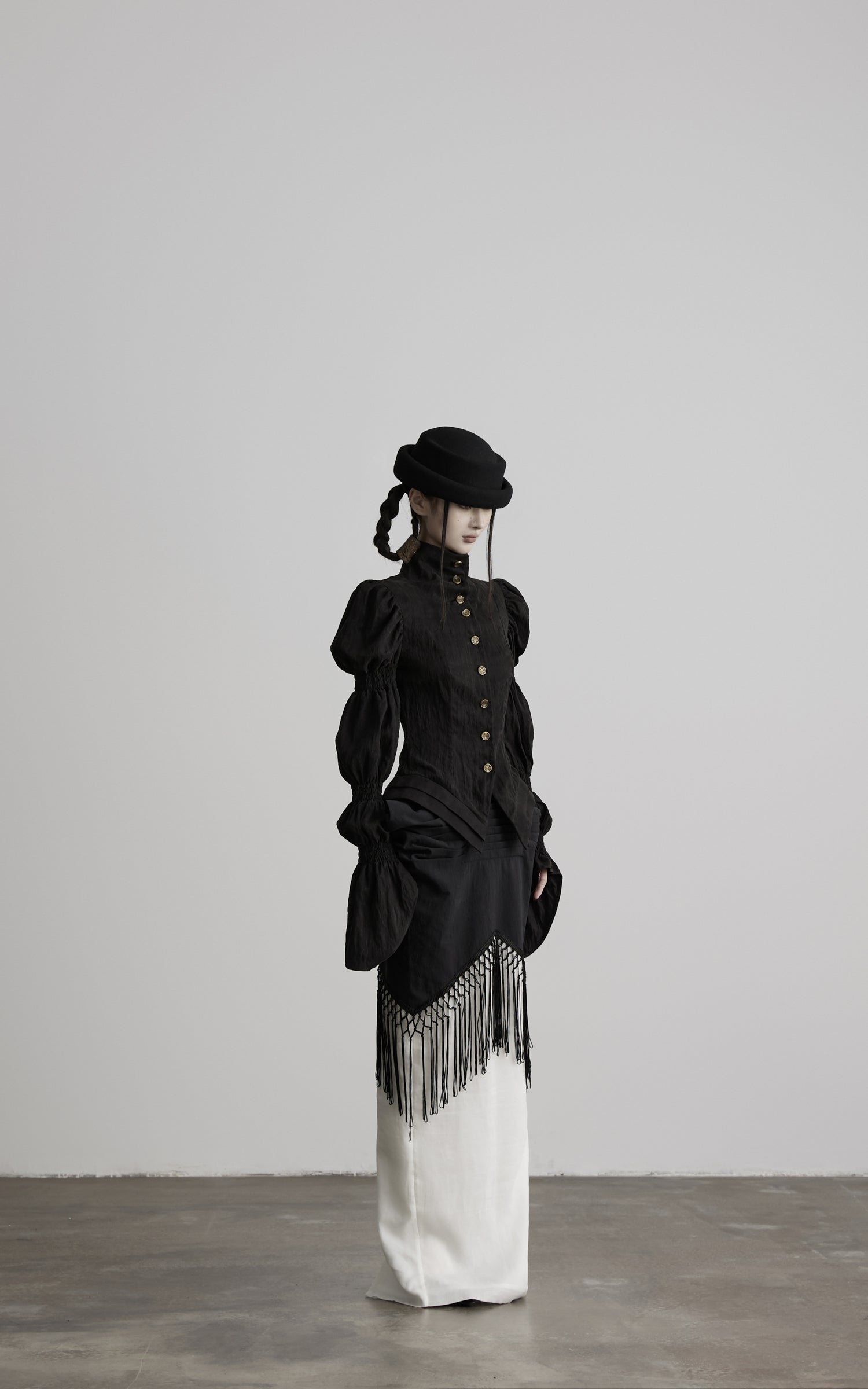 DOINDULGE Victorian High-Neck Puff-Sleeve Blouse