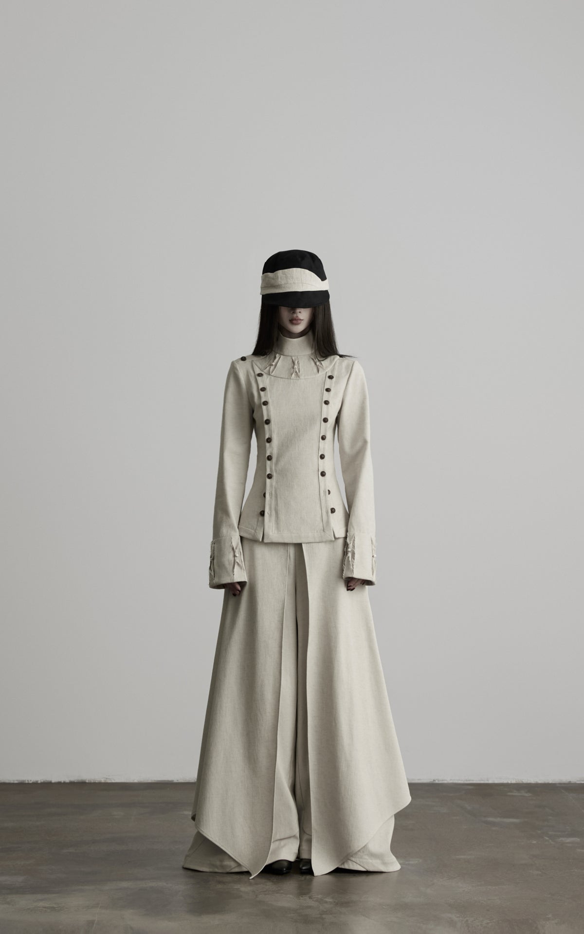 DOINDULGE High-Waist Wide-Leg Layered Skirt Pants