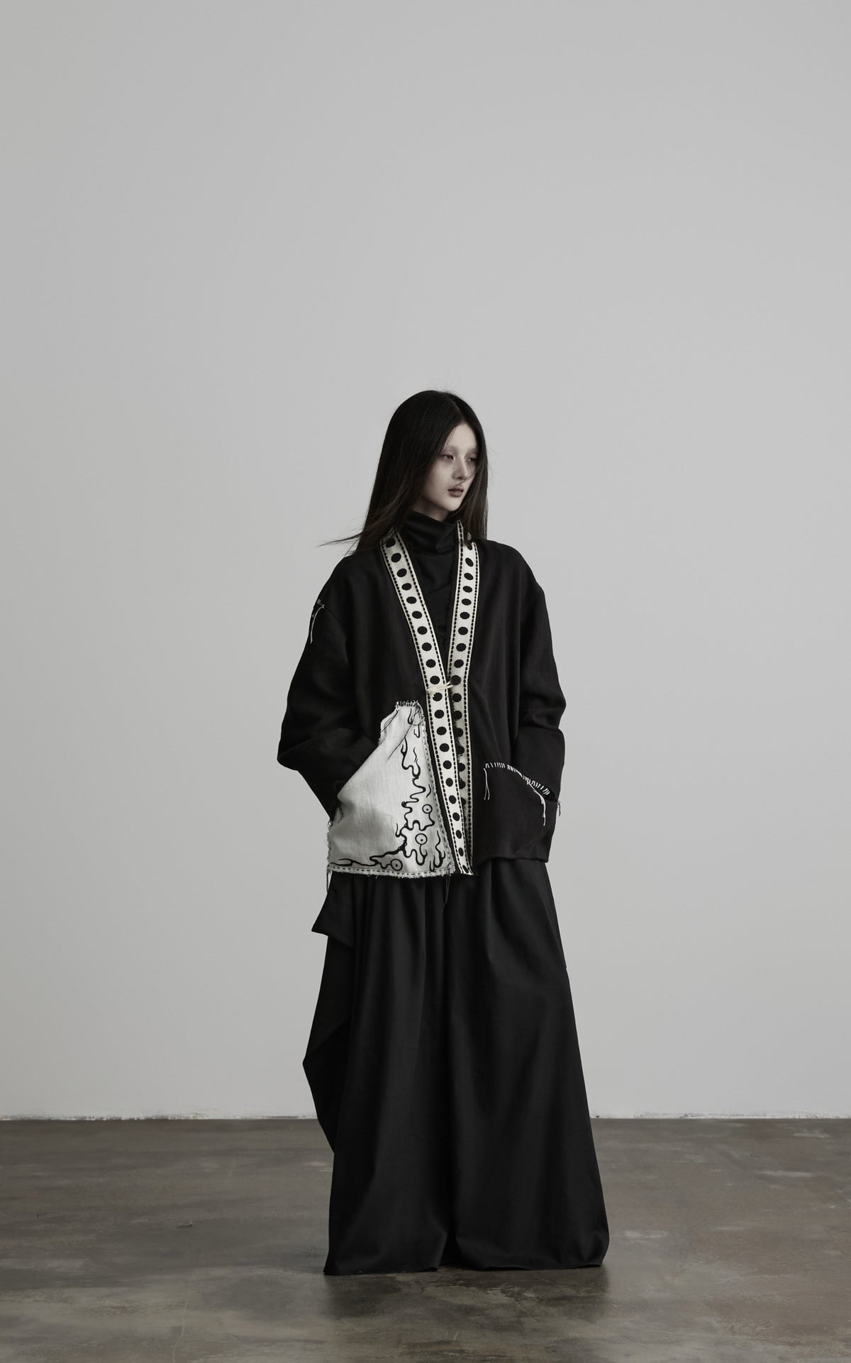 DOINDULGE Contrast Trim Patchwork Oversized Jacket