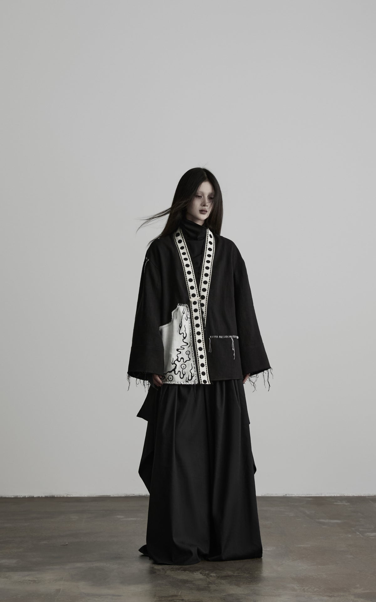 DOINDULGE Contrast Trim Patchwork Oversized Jacket