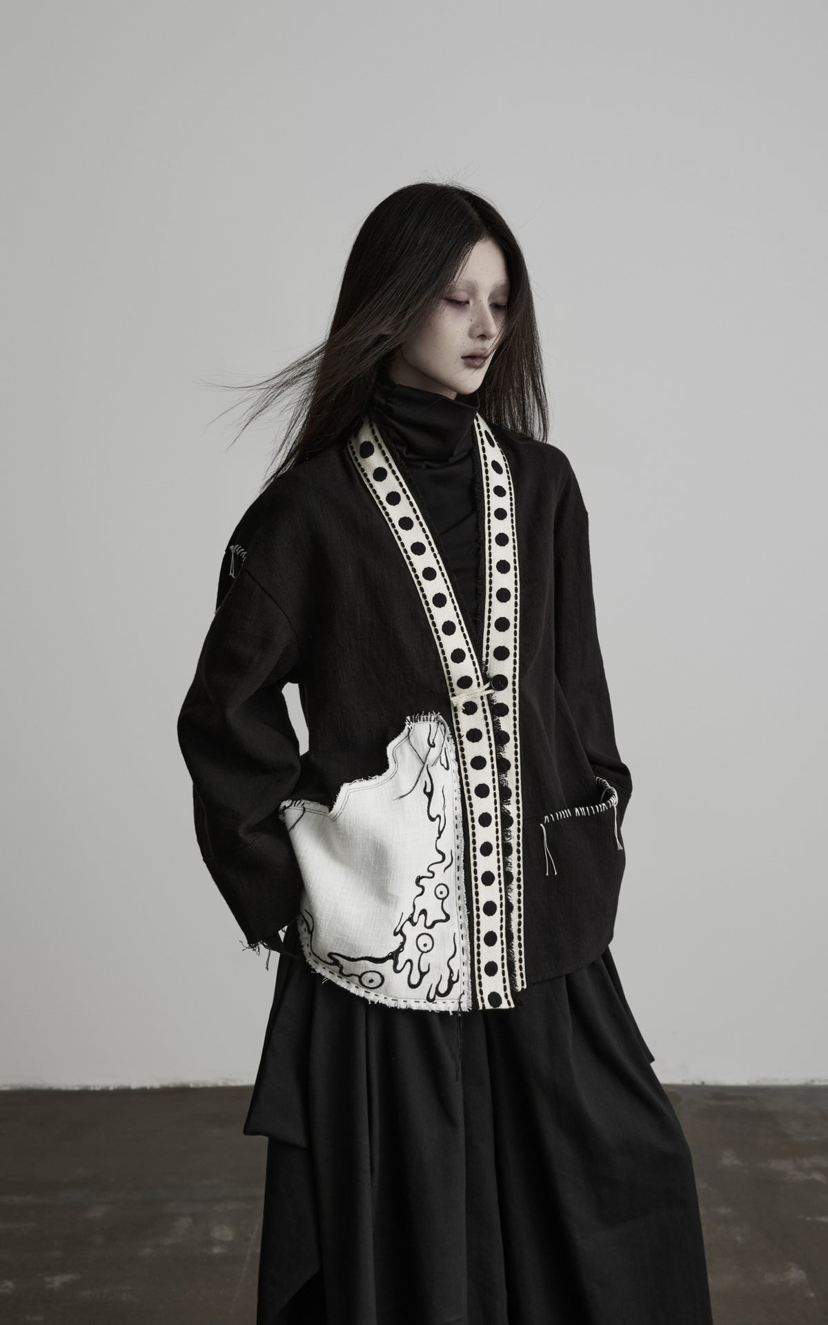 DOINDULGE Contrast Trim Patchwork Oversized Jacket