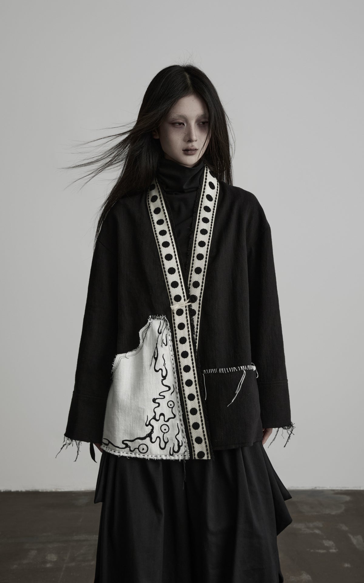 DOINDULGE Contrast Trim Patchwork Oversized Jacket