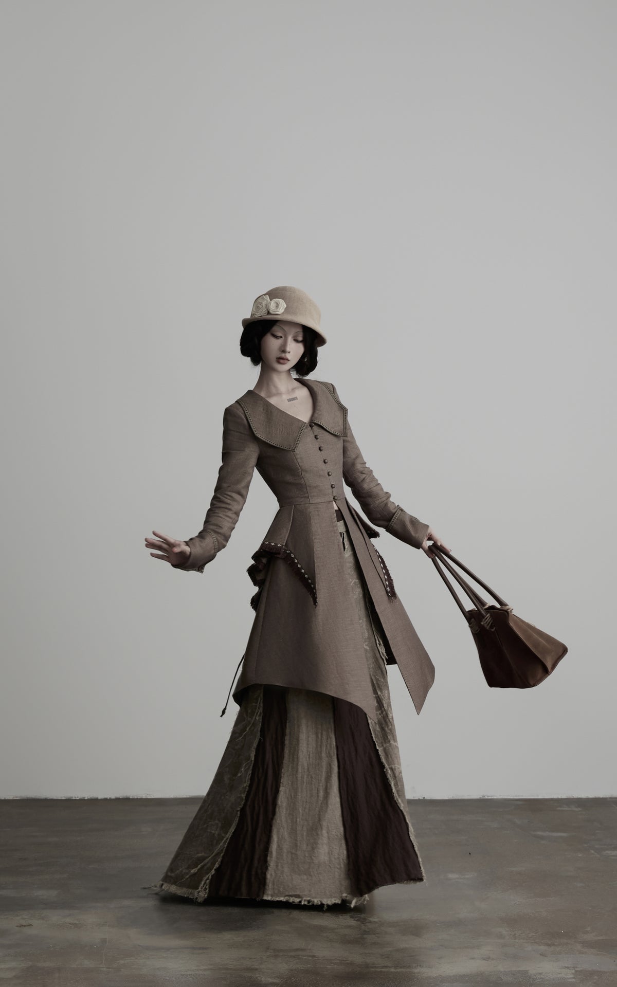 DOINDULGE Victorian Sculpted Waist Mid-Length Jacket