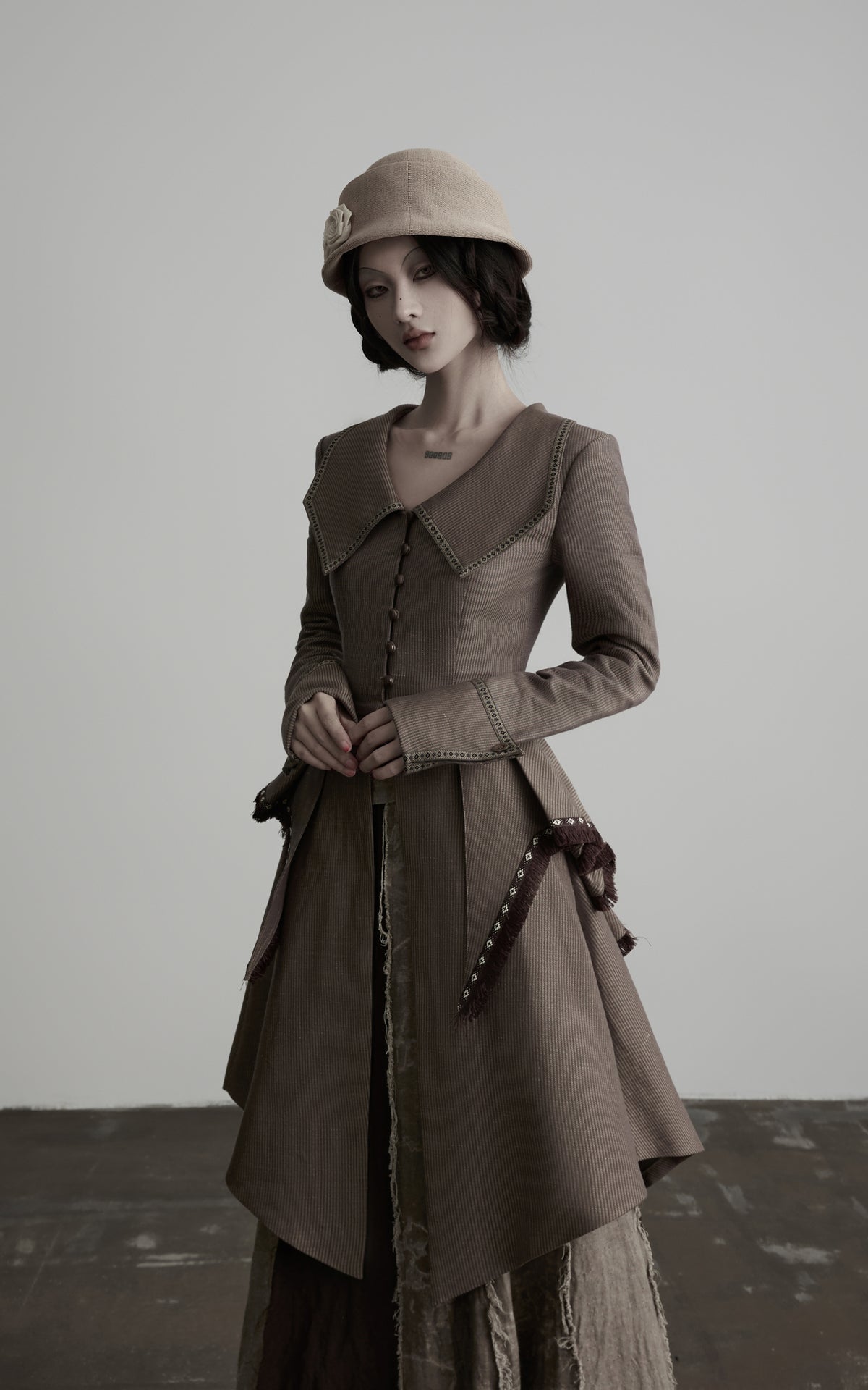 DOINDULGE Victorian Sculpted Waist Mid-Length Jacket