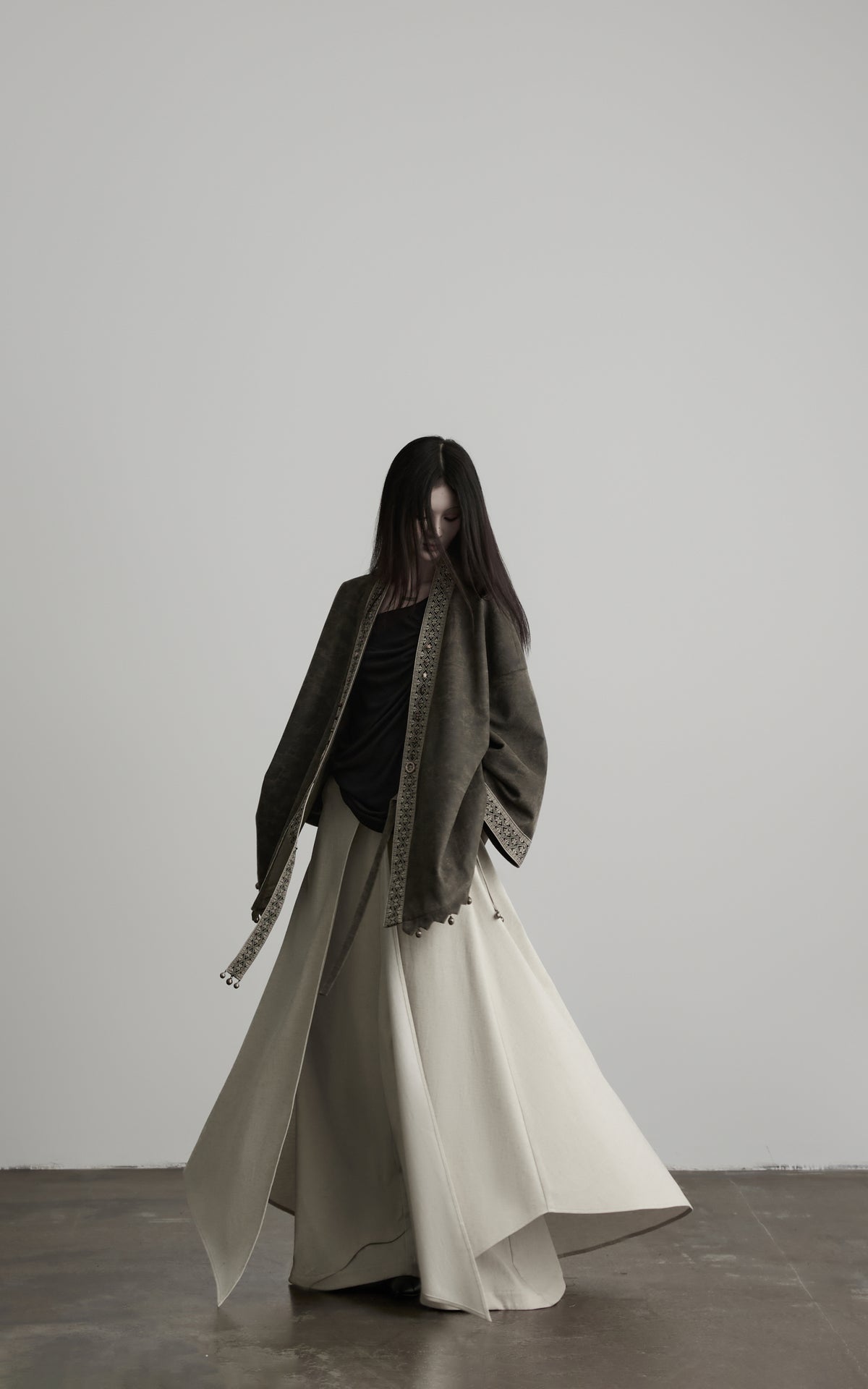 DOINDULGE Jacquard Trim Wrap Jacket