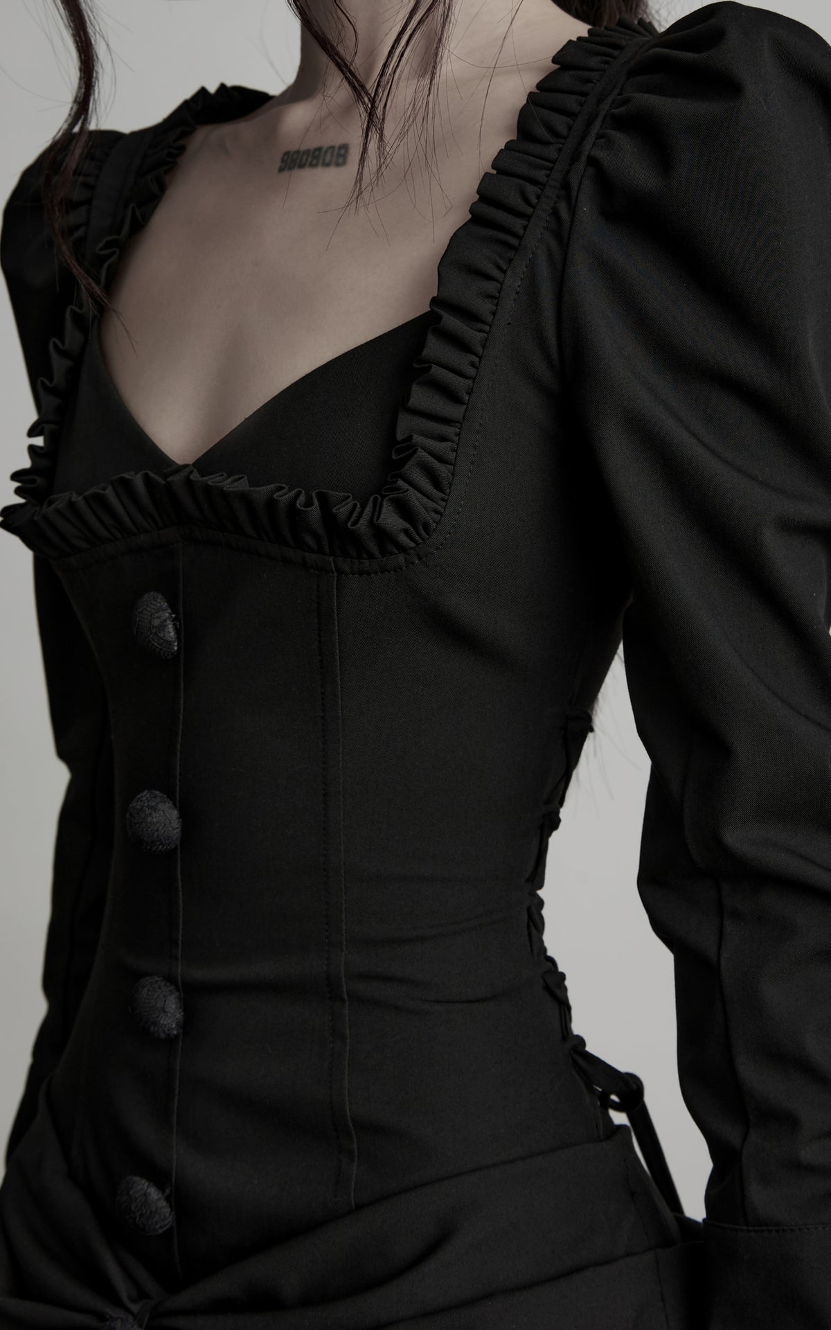 <tc>DOINDULGE</tc> Gothic Spitzen-Panel Tailliertes Maxi-Kleid
