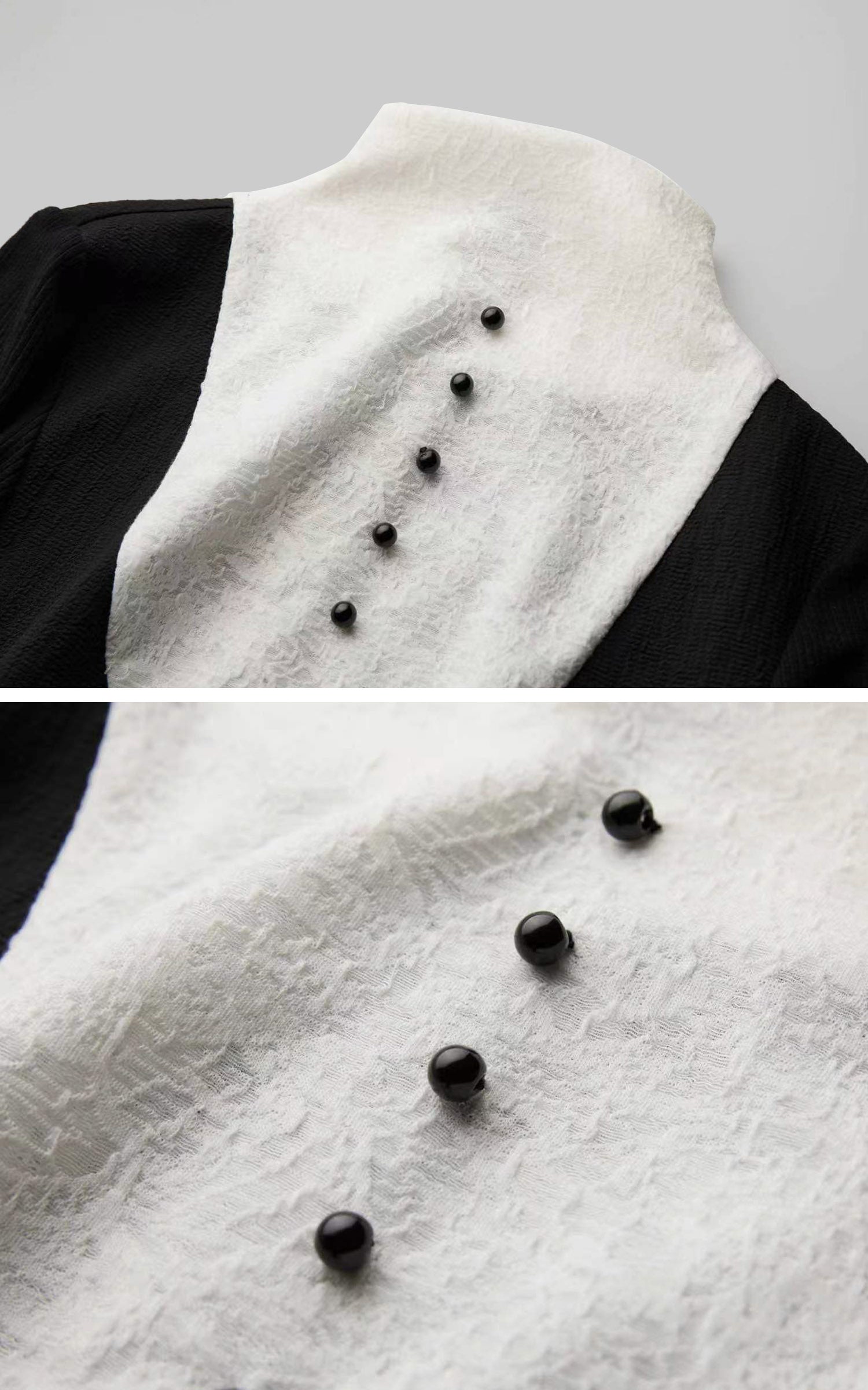 DOINDULGE Structured Contrast Panel High-Neck Dress