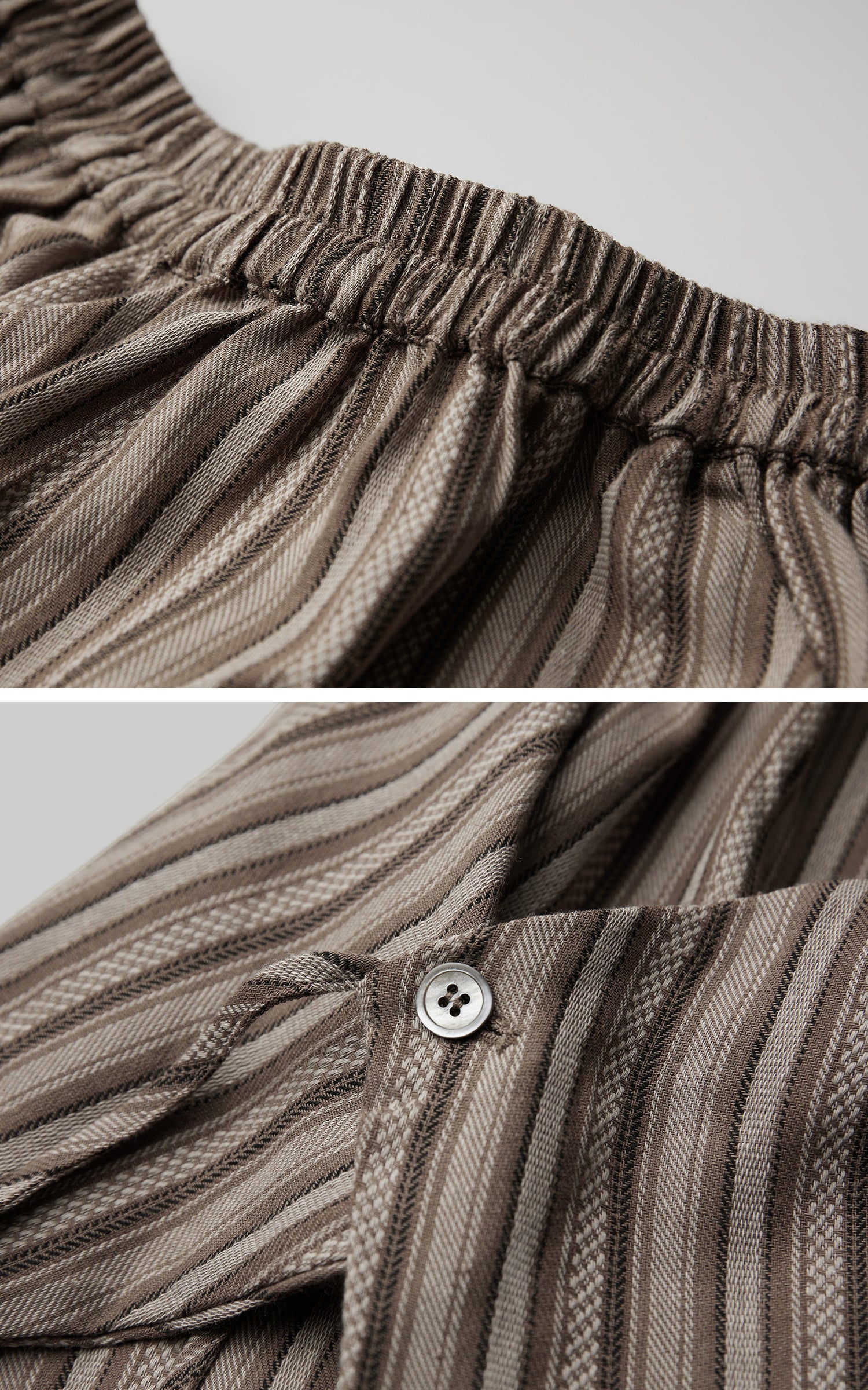INDULGE Draped Asymmetric Wide-Leg Trousers in Textured Stripe