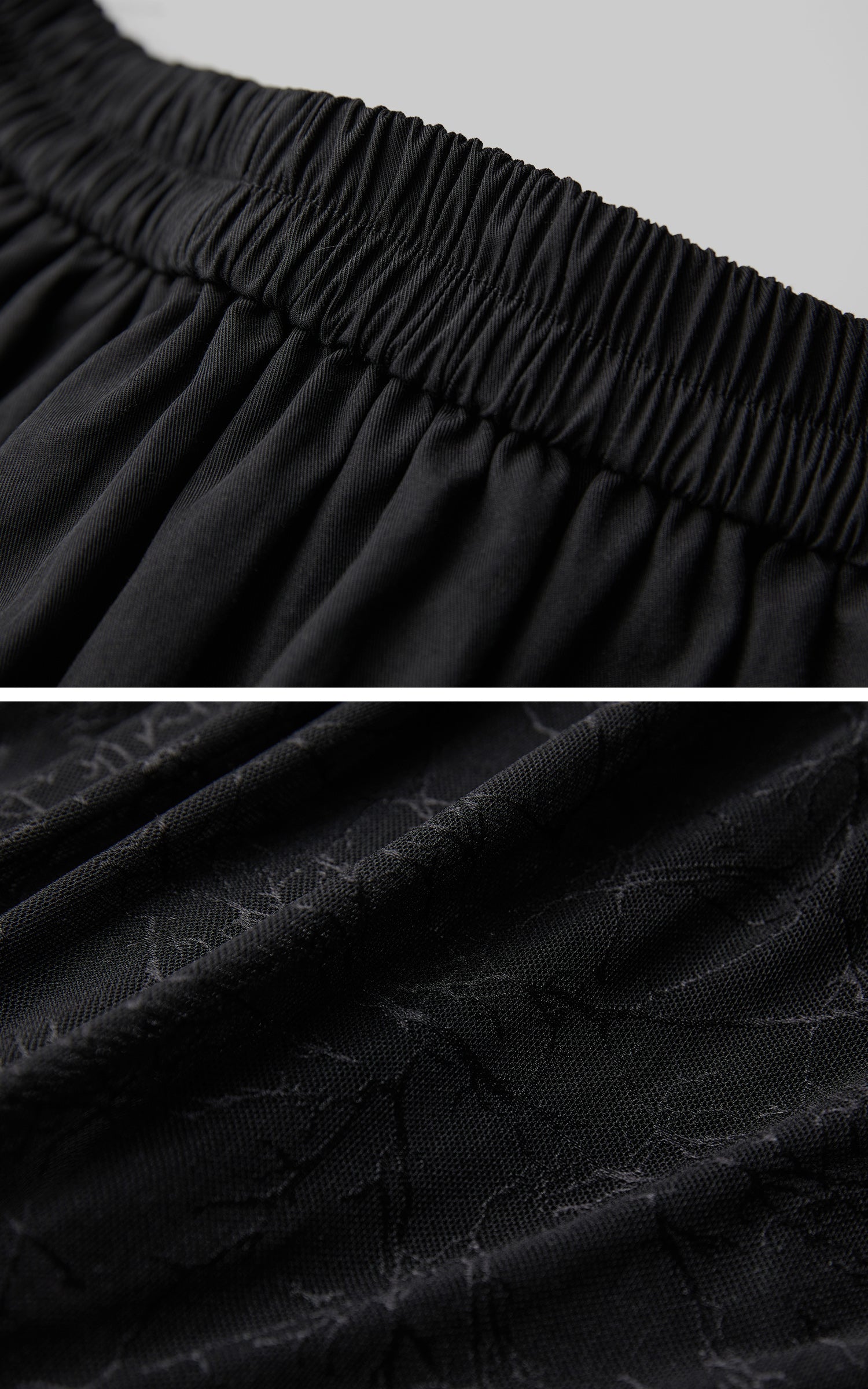 INDULGE Layered Contrast Hem Skirt with Gathered Draping and Buttoned High Waist