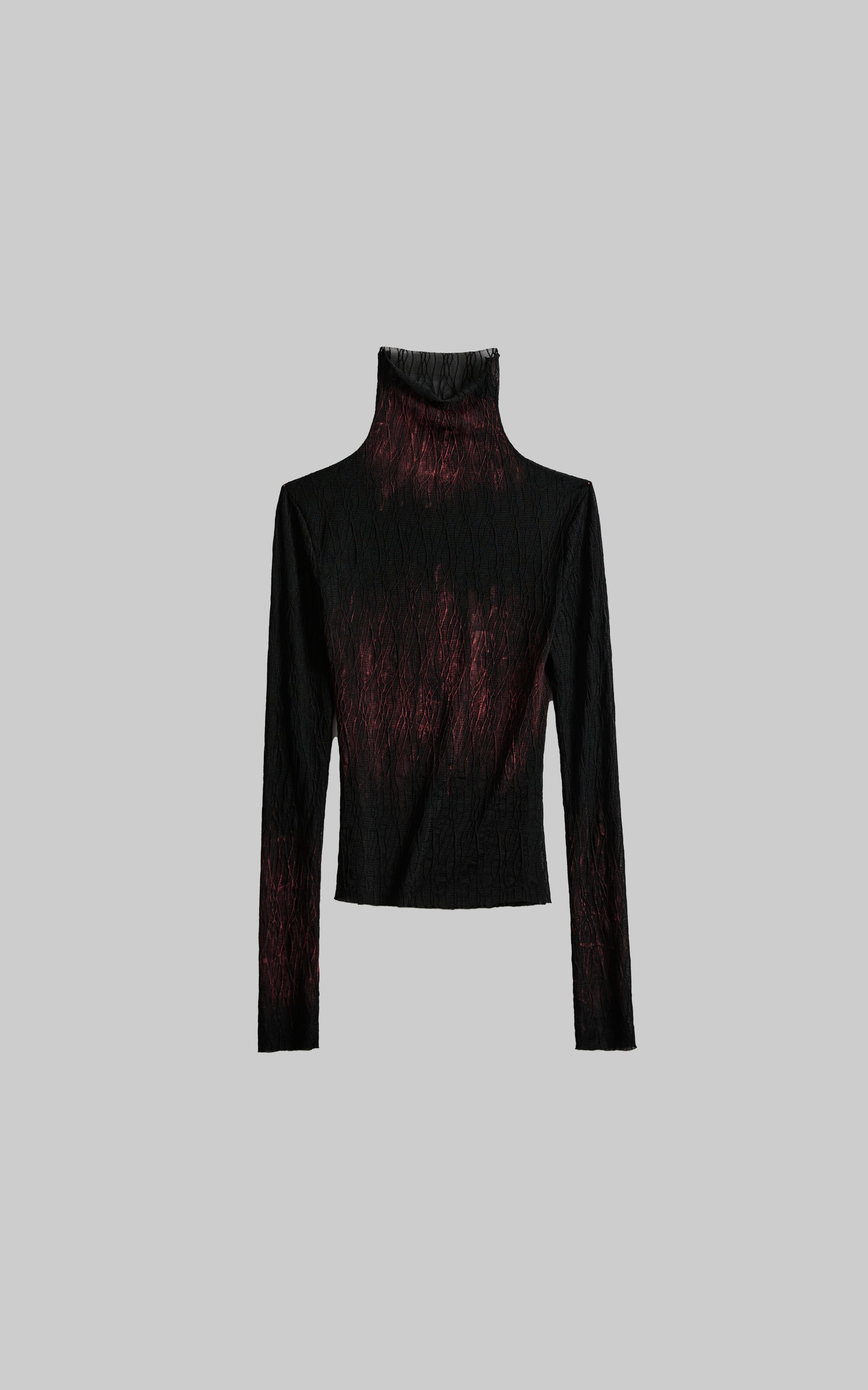 INDULGE Sheer Textured Turtleneck Top