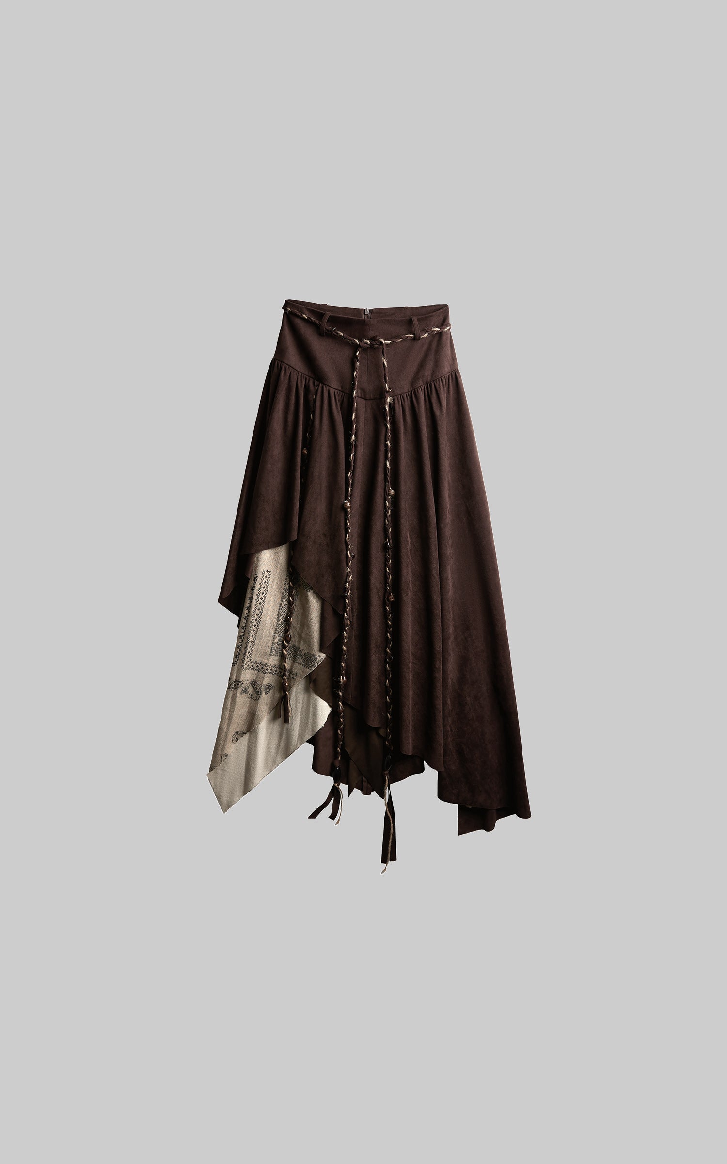 INDULGE Layered Asymmetric Skirt with Braided Rope Detail