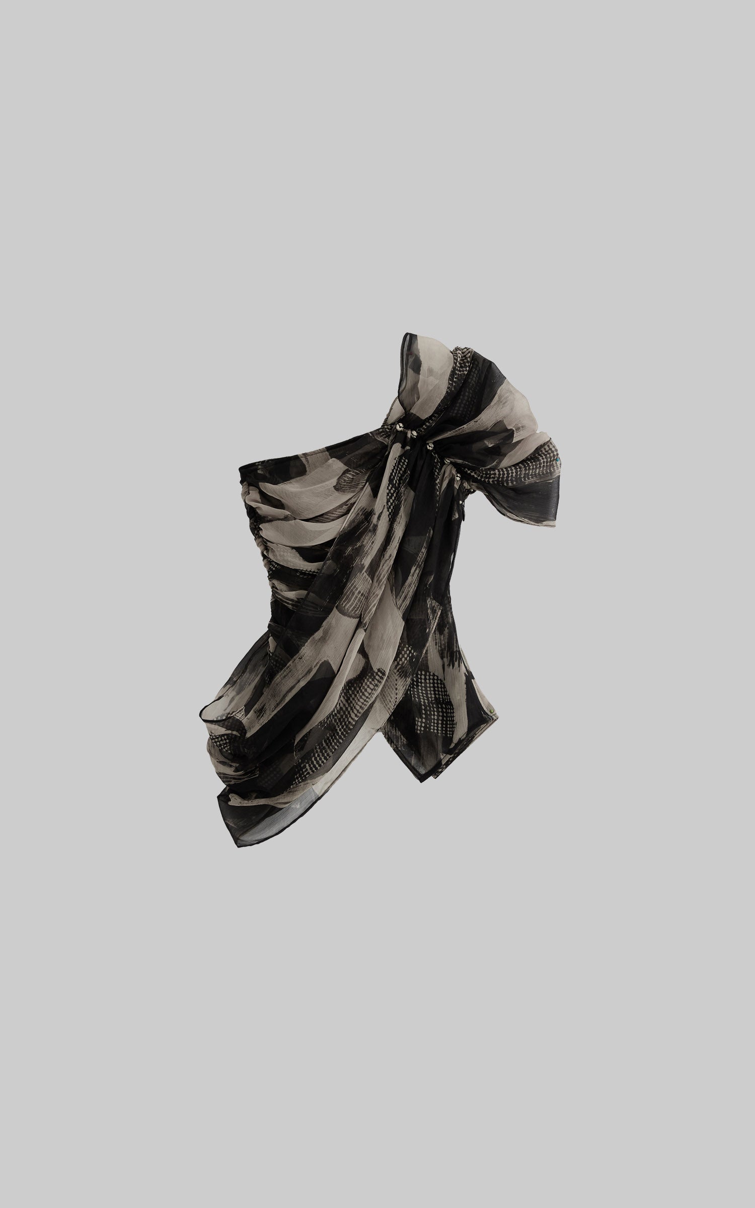 DOINDULGE One Shoulder Brushstroke Ruched Top