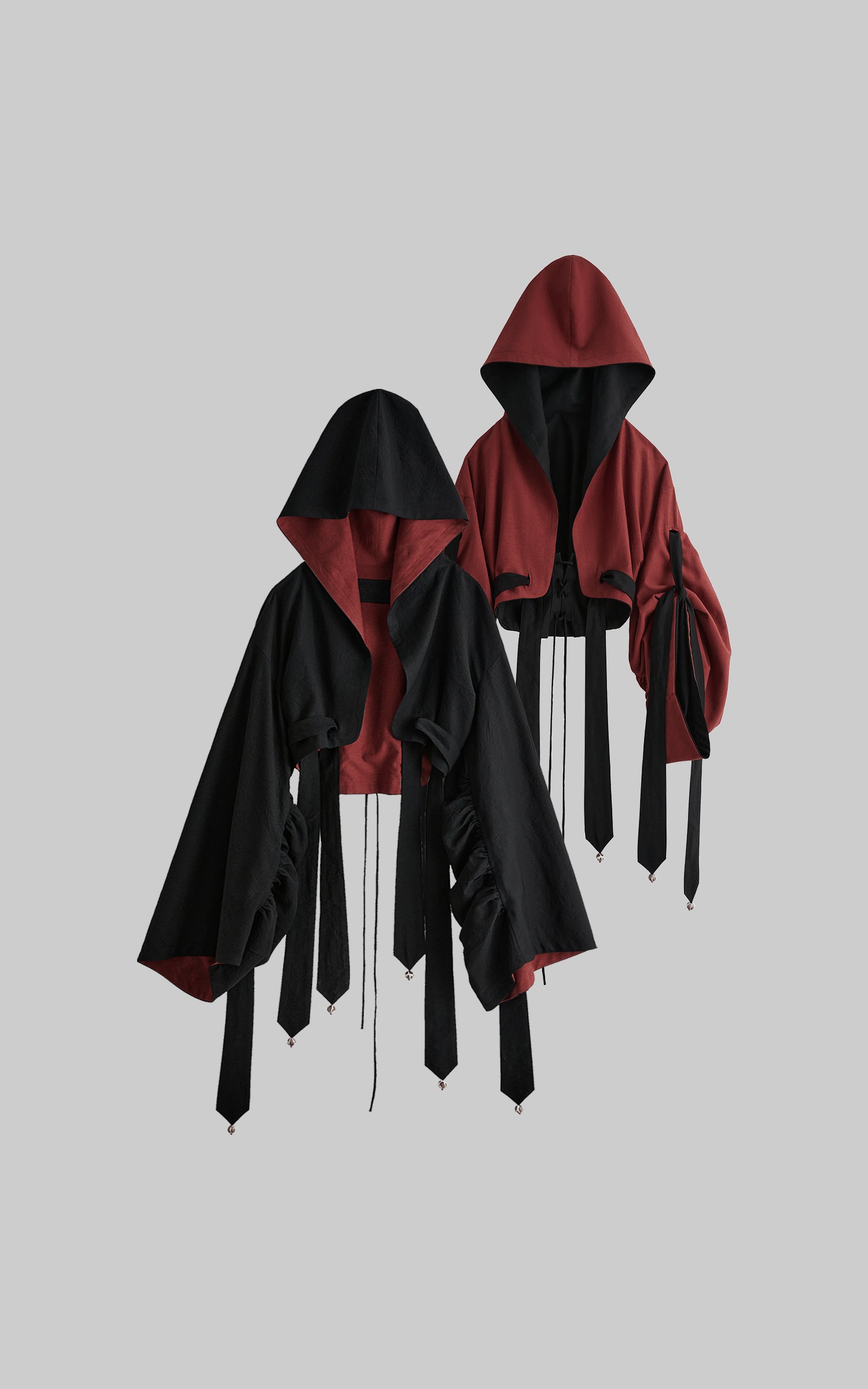 INDULGE Reversible Two-Tone Hooded Tie-Detail Jacket