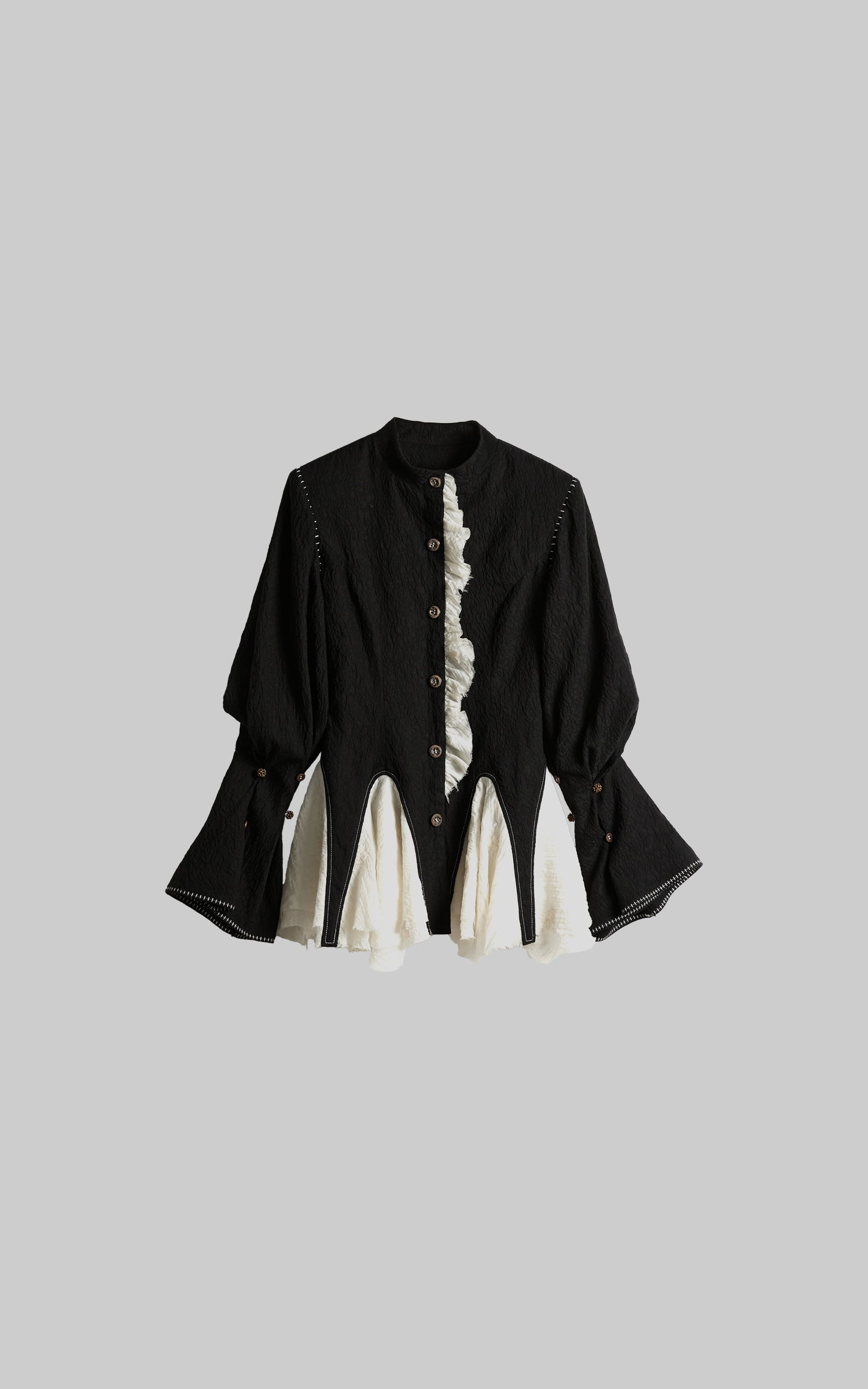 INDULGE Structured Crinkle Sculptural Peplum Jacket