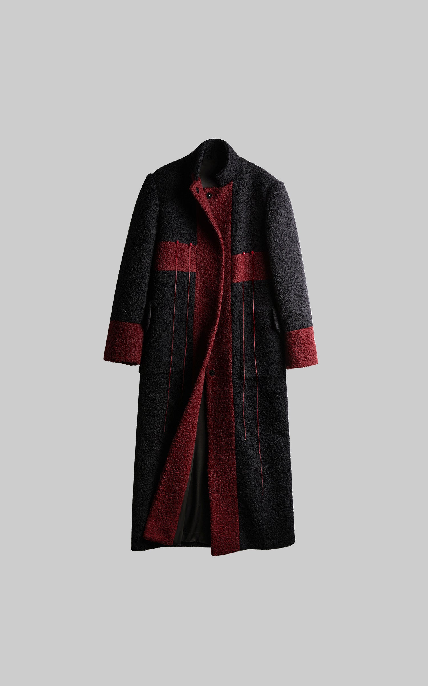 INDULGE Wool-Blend Contrast Panel Long Coat