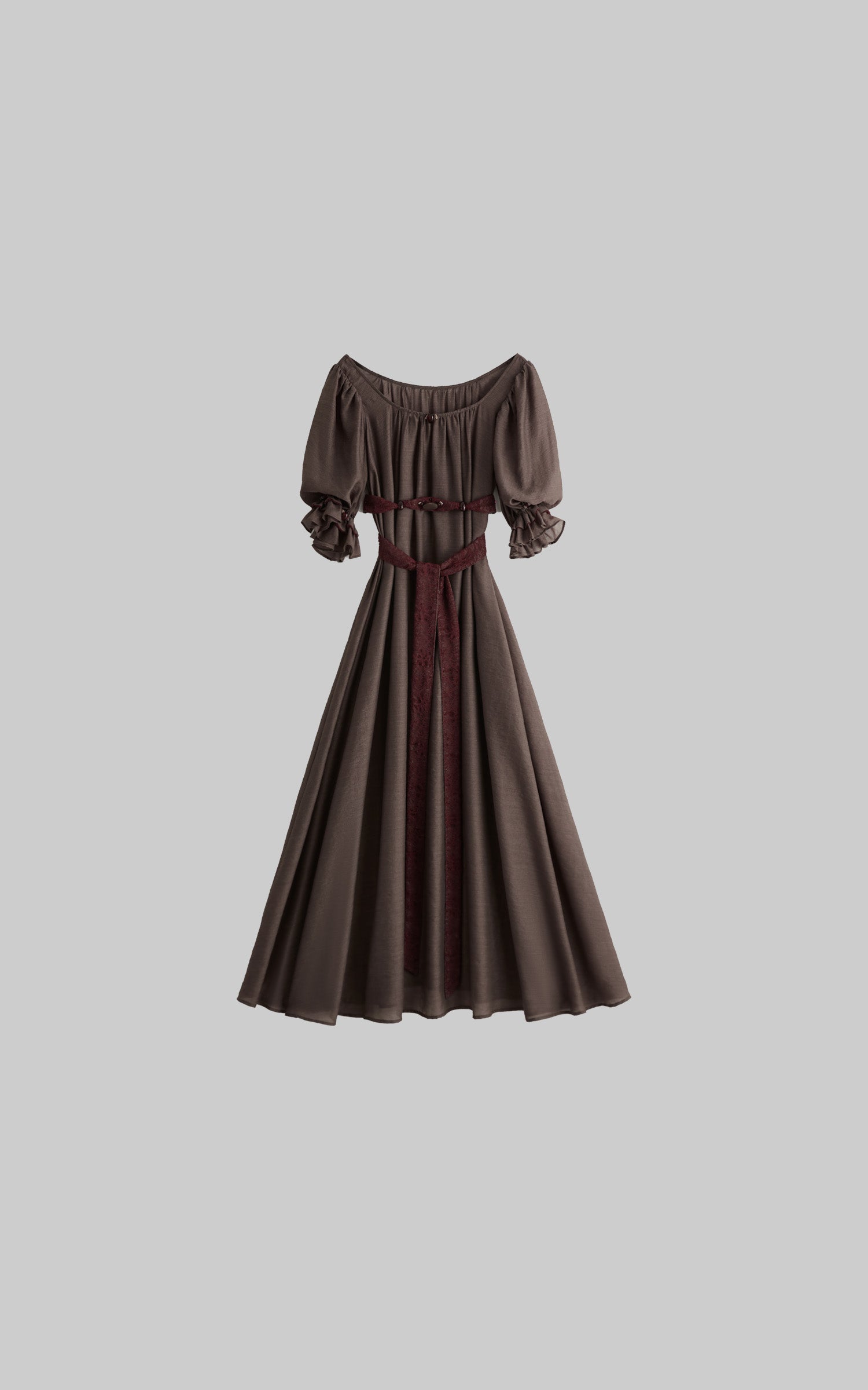 <tc>DOINDULGE</tc> Robe longue à manches bouffantes et encolure carrée