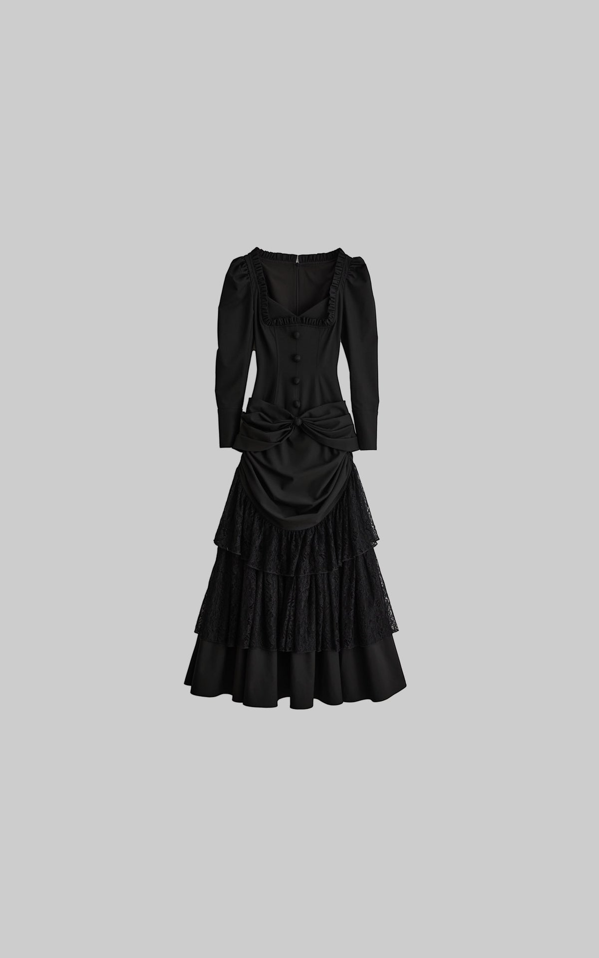 <tc>DOINDULGE</tc> Gothic Spitzen-Panel Tailliertes Maxi-Kleid