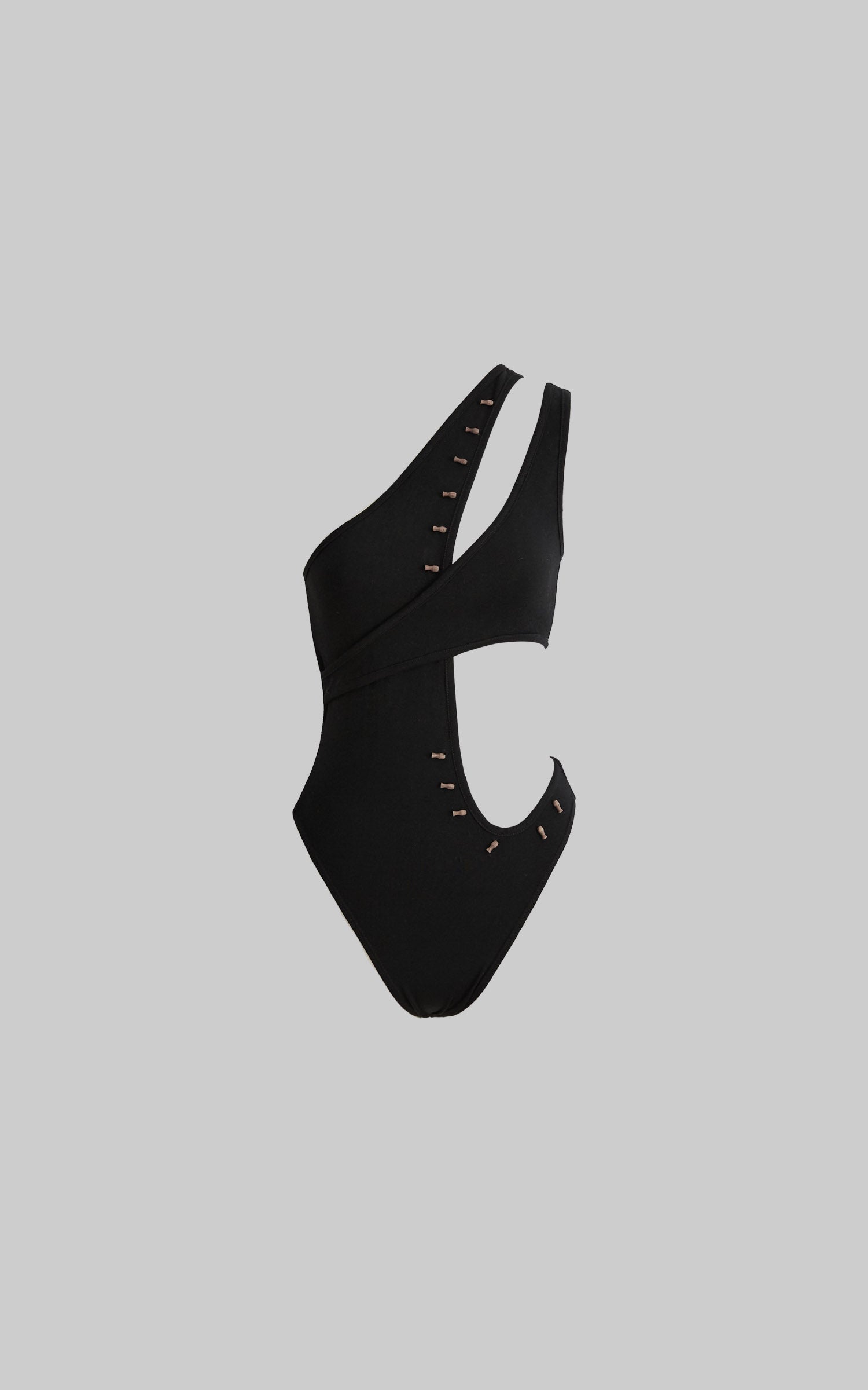 DOINDULGE Asymmetric One-Shoulder Cutout Knit Bodysuit