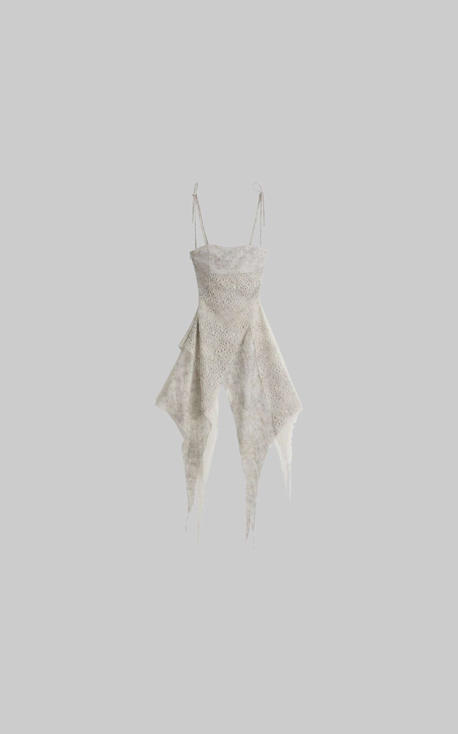 DOINDULGE Square Neck Lace Panel Asymmetric Cami Dress