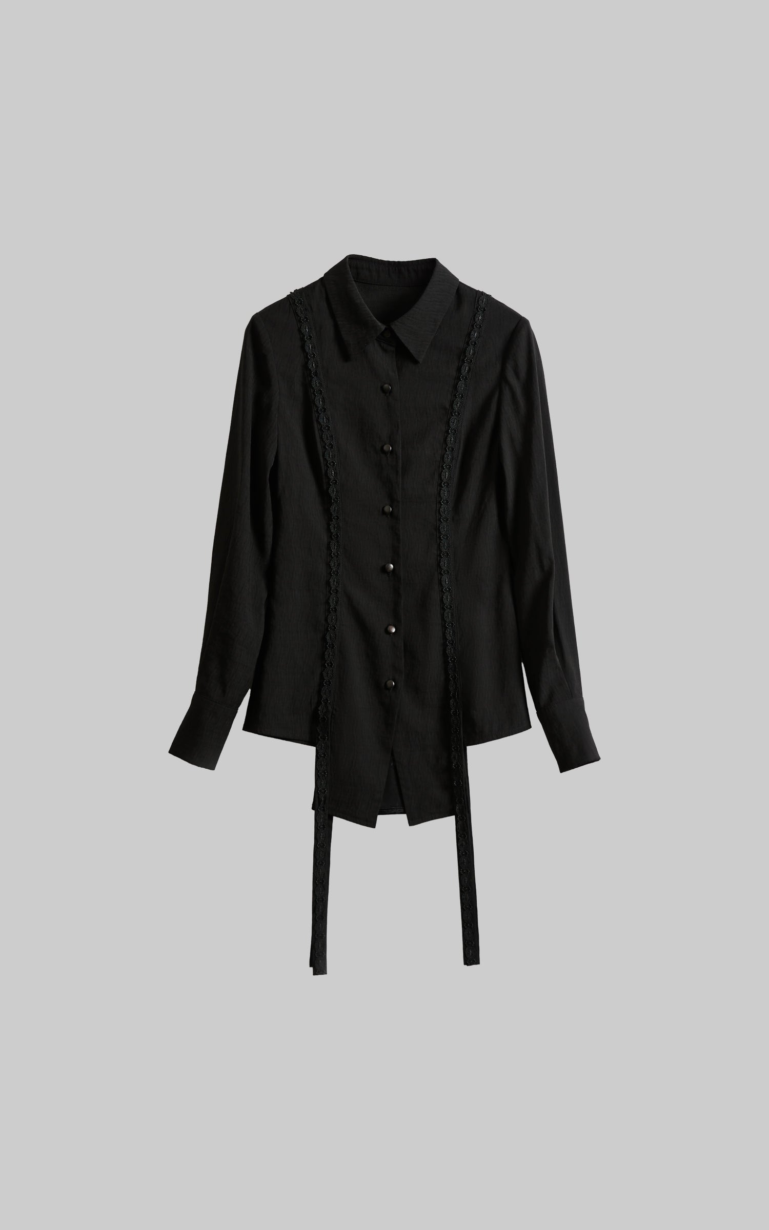 INDULGE Deconstructed Panel Shirt with Sheer Back and Embroidered Trims